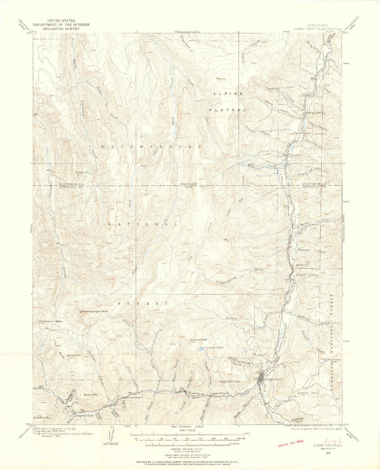 USGS 1:62500-SCALE QUADRANGLE FOR LAKE CITY, CO 1903