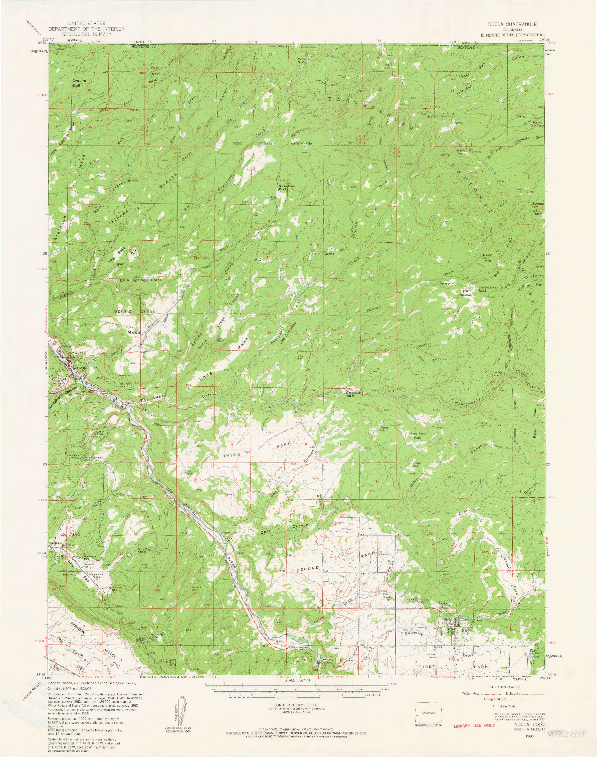 USGS 1:62500-SCALE QUADRANGLE FOR NUCLA, CO 1960