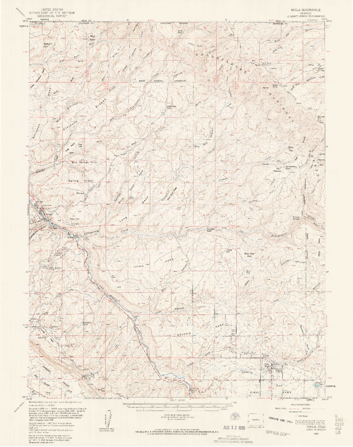 USGS 1:62500-SCALE QUADRANGLE FOR NUCLA, CO 1960