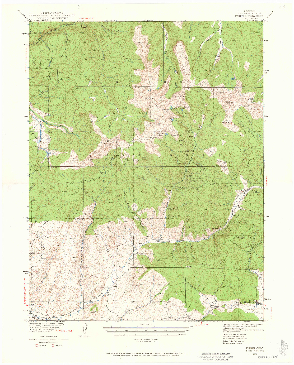 USGS 1:62500-SCALE QUADRANGLE FOR PITKIN, CO 1941