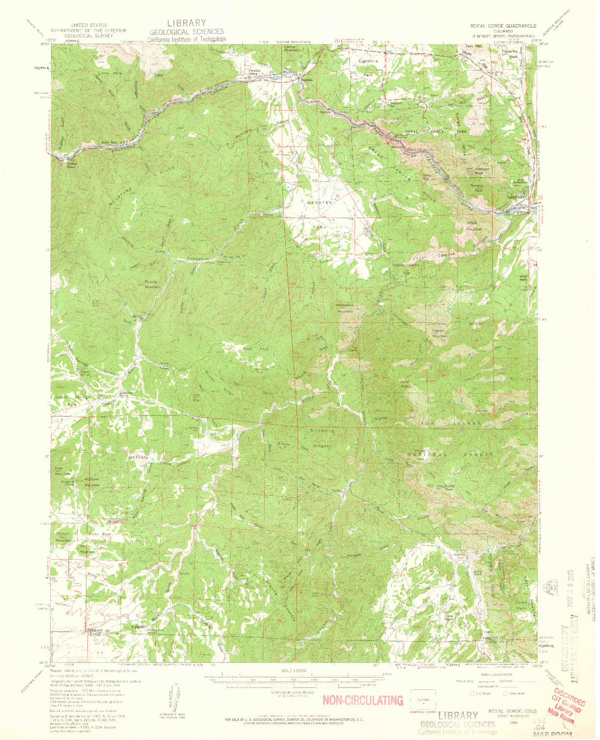 USGS 1:62500-SCALE QUADRANGLE FOR ROYAL GORGE, CO 1959