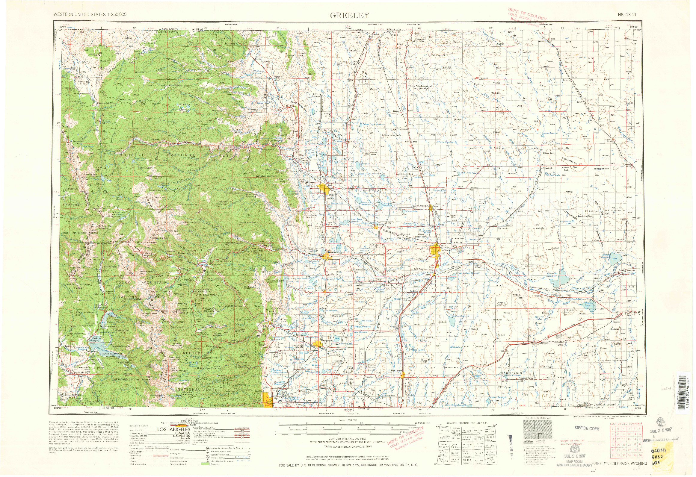 USGS 1:250000-SCALE QUADRANGLE FOR GREELEY, CO 1961