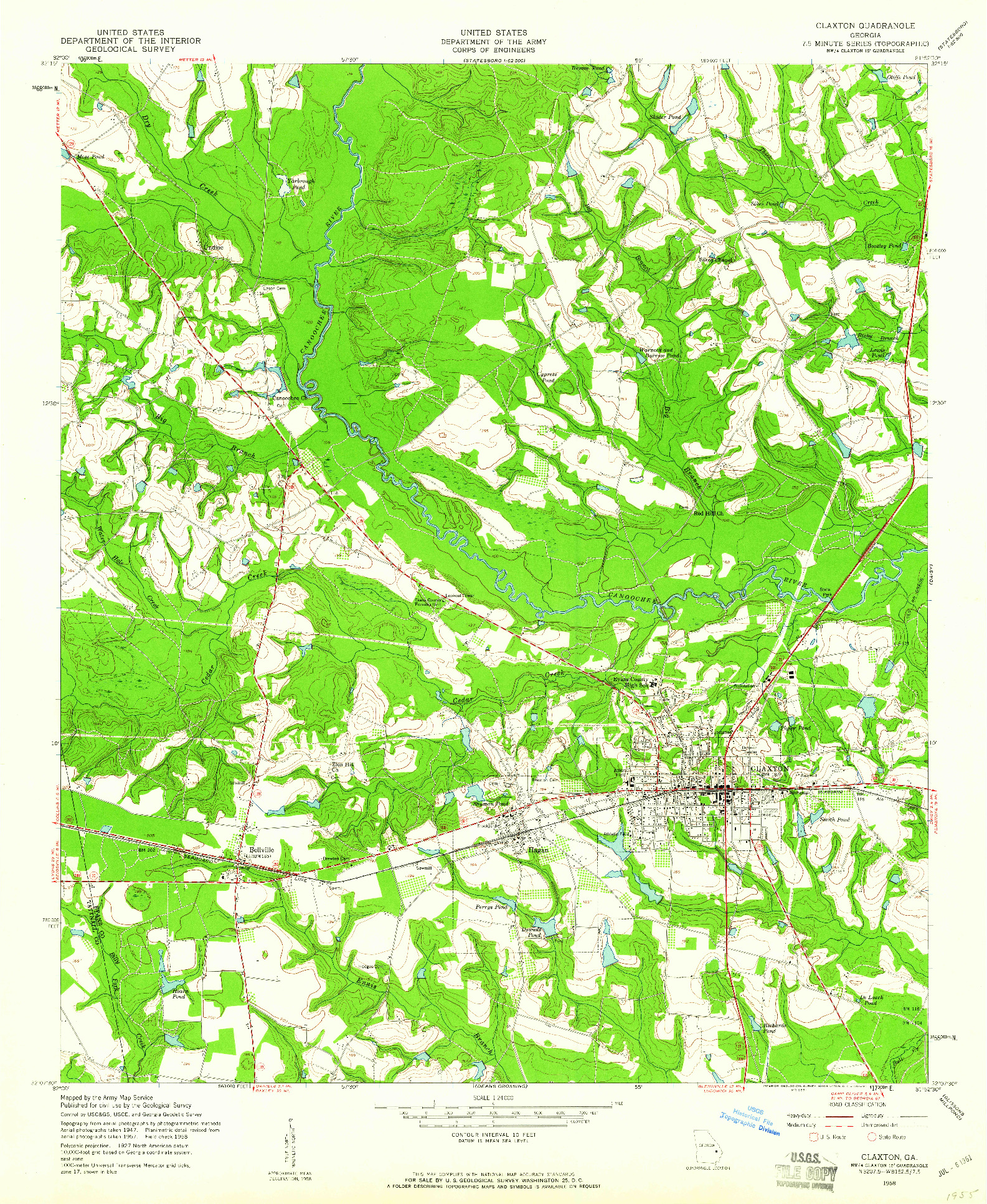 USGS 1:24000-SCALE QUADRANGLE FOR CLAXTON, GA 1958