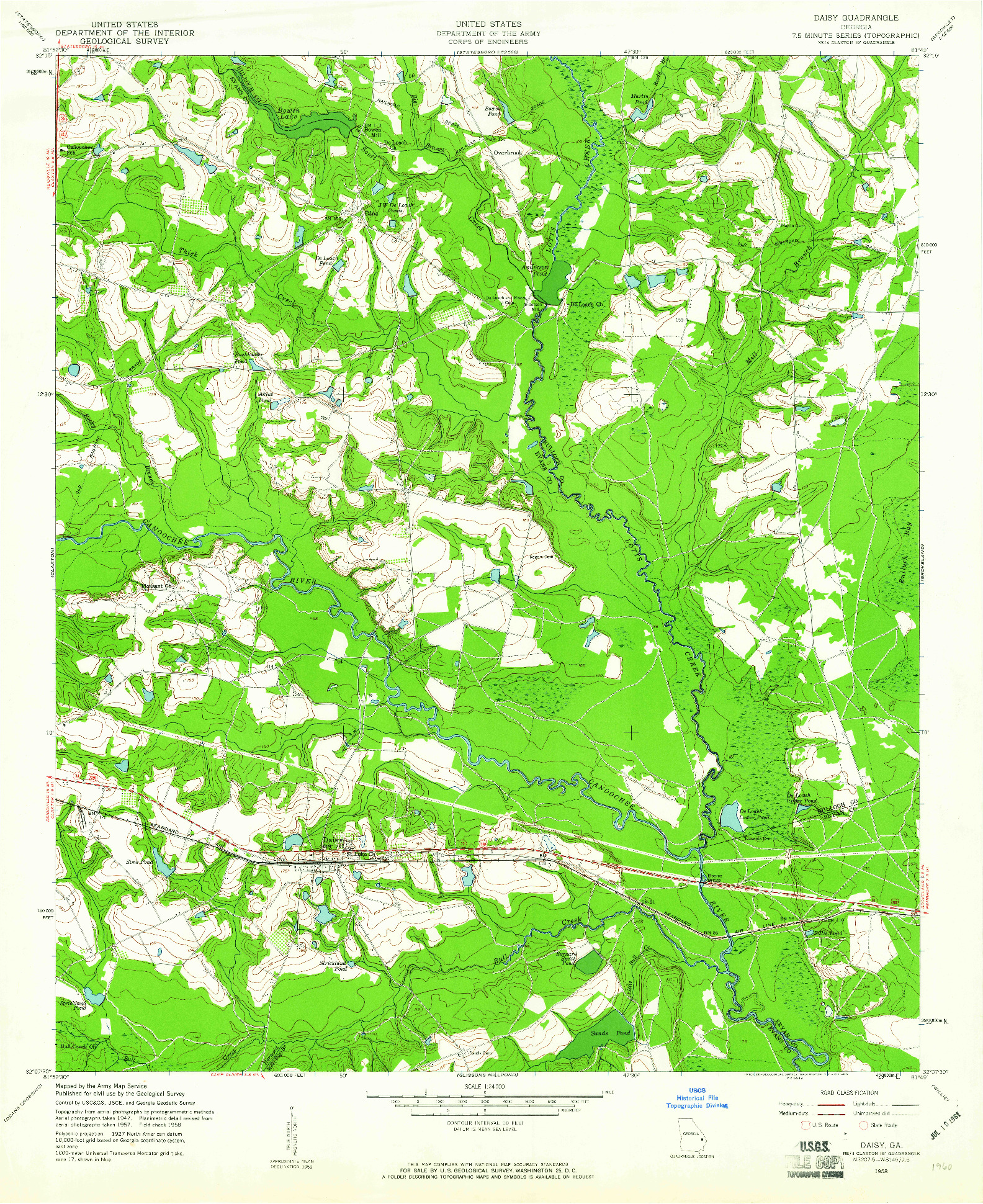 USGS 1:24000-SCALE QUADRANGLE FOR DAISY, GA 1958