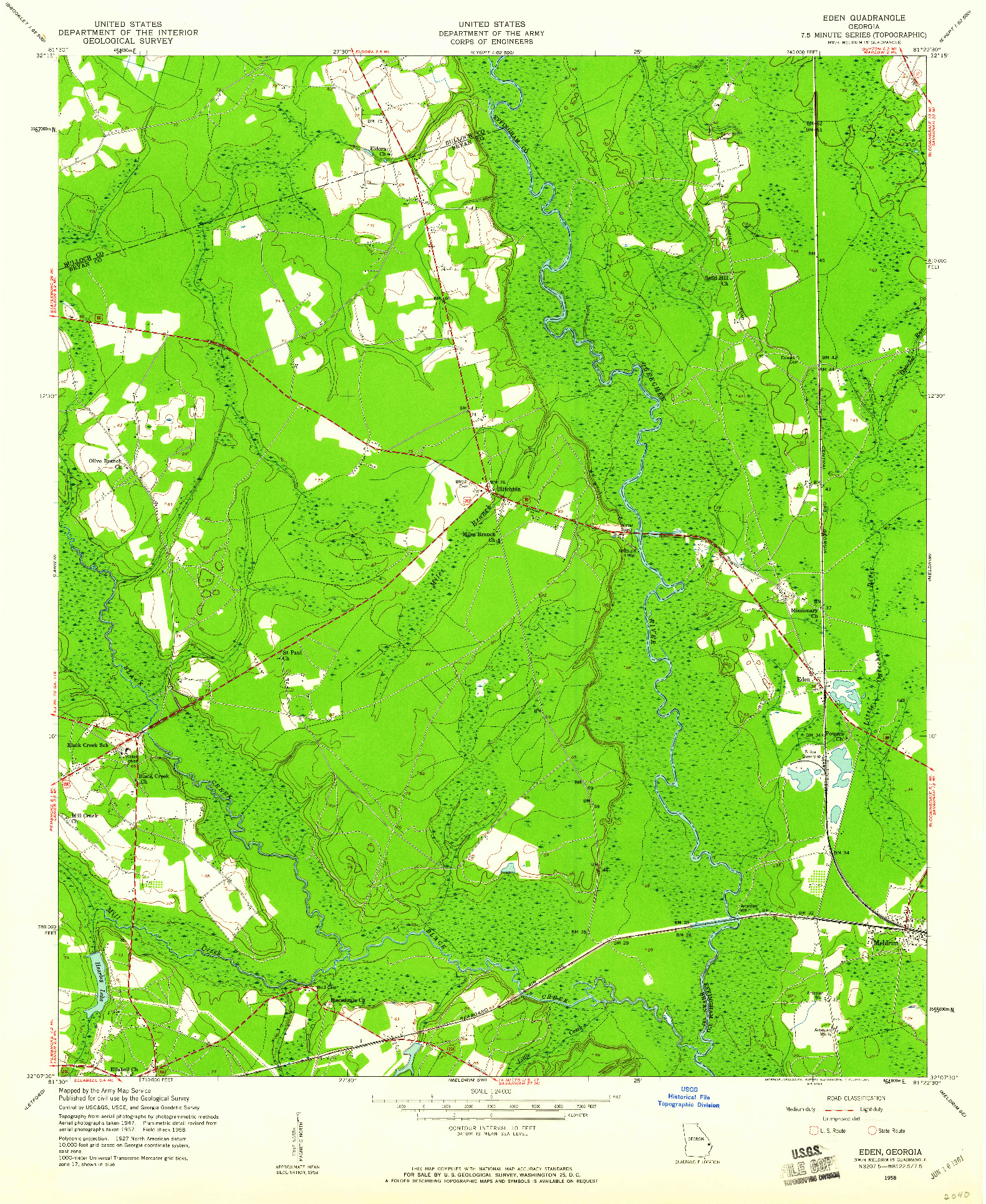 USGS 1:24000-SCALE QUADRANGLE FOR EDEN, GA 1958