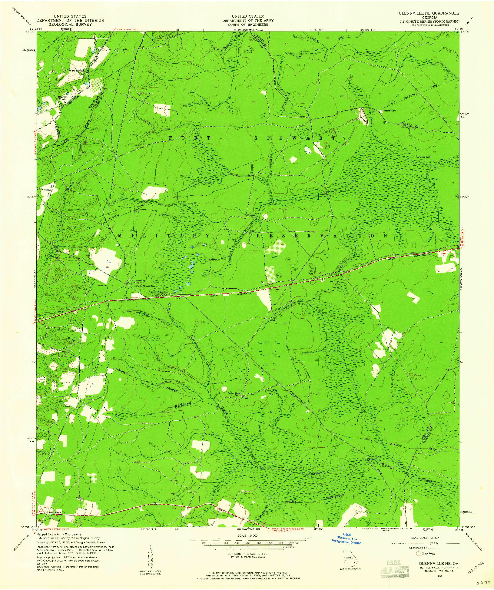 USGS 1:24000-SCALE QUADRANGLE FOR GLENNVILLE NE, GA 1958