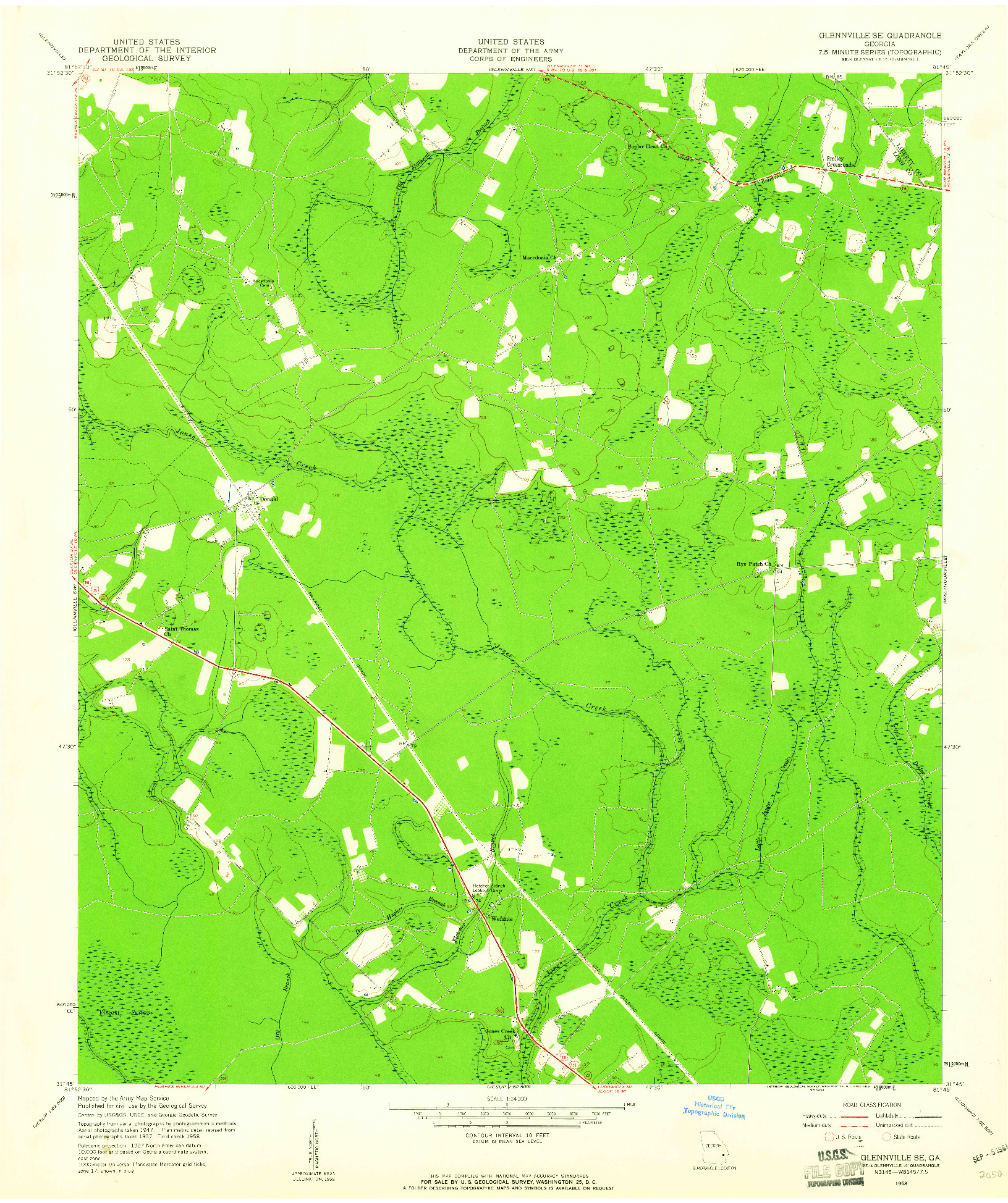 USGS 1:24000-SCALE QUADRANGLE FOR GLENNVILLE SE, GA 1958