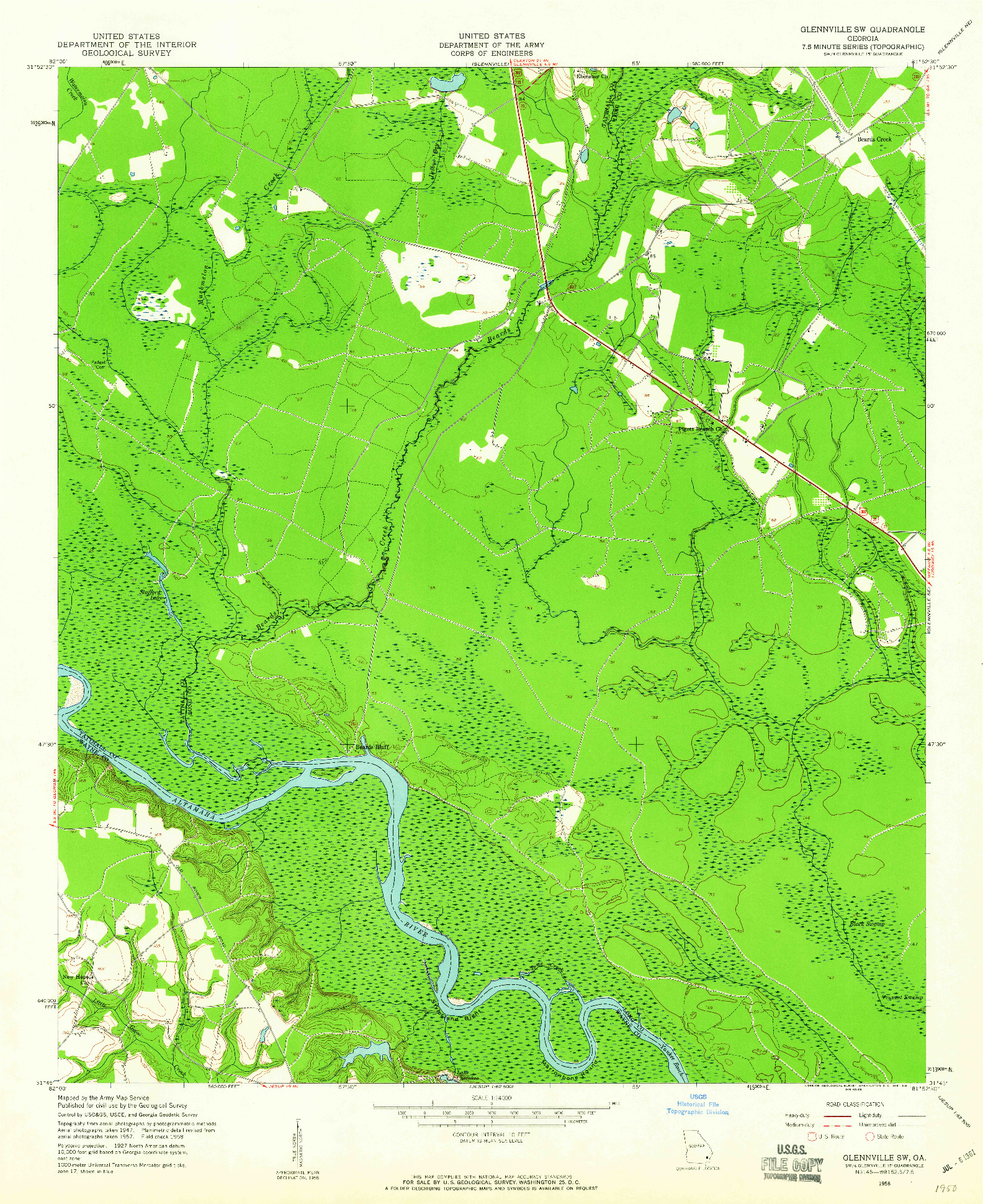 USGS 1:24000-SCALE QUADRANGLE FOR GLENNVILLE SW, GA 1958