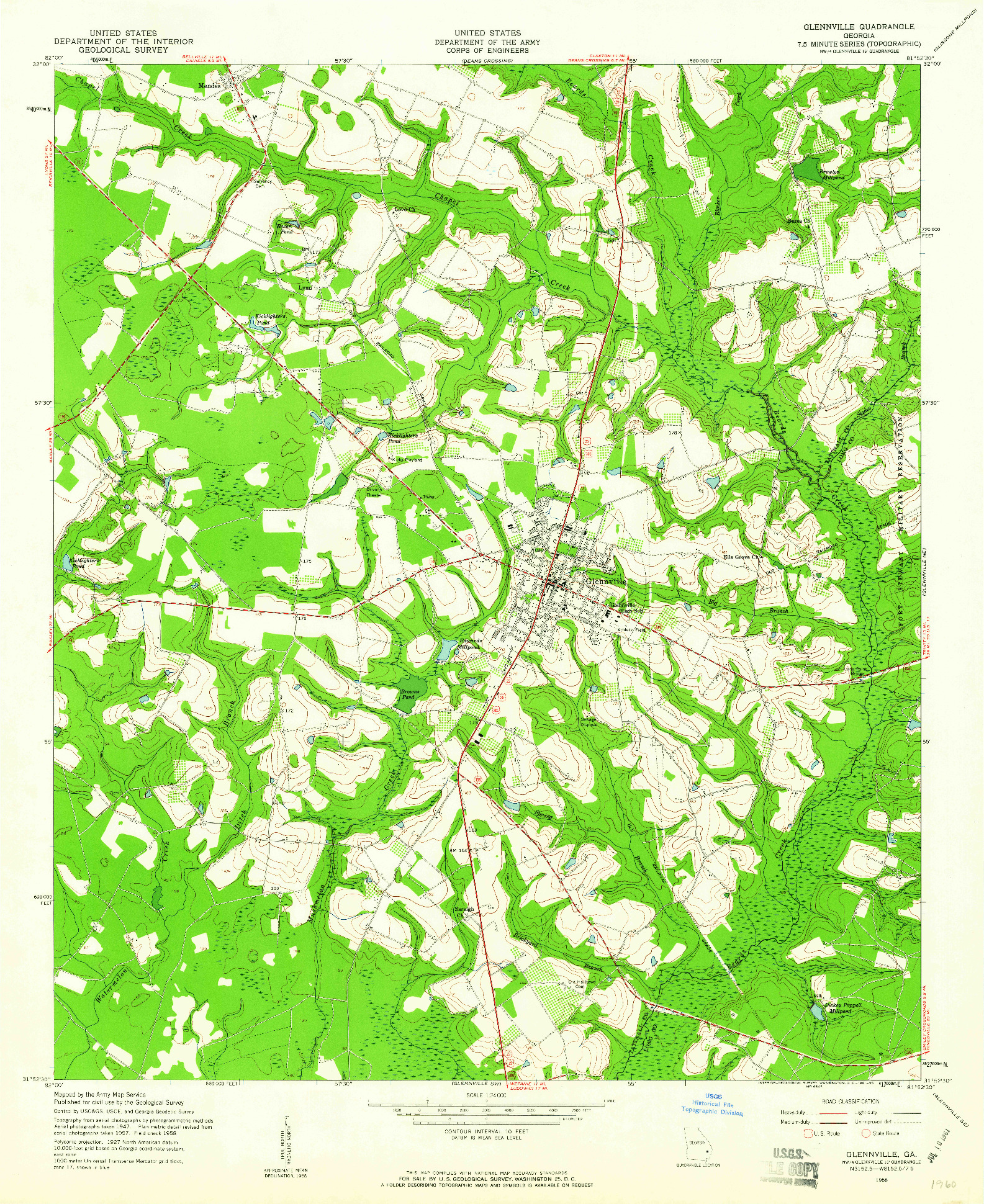 USGS 1:24000-SCALE QUADRANGLE FOR GLENNVILLE, GA 1958
