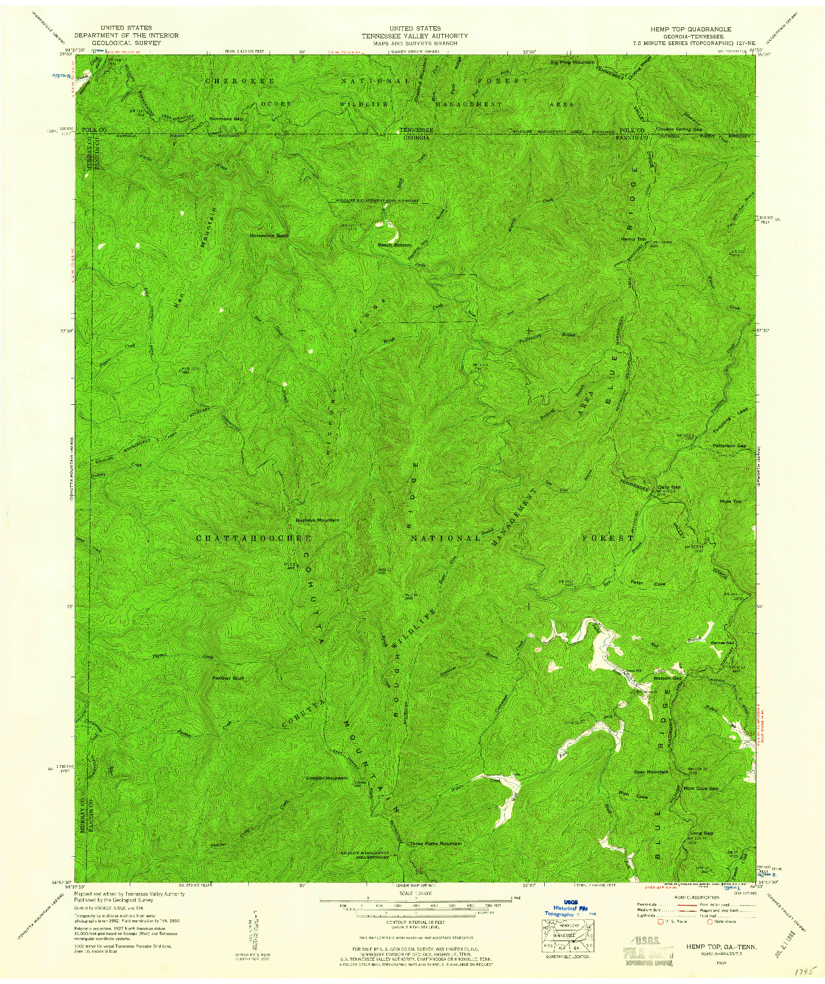 USGS 1:24000-SCALE QUADRANGLE FOR HEMP TOP, GA 1959