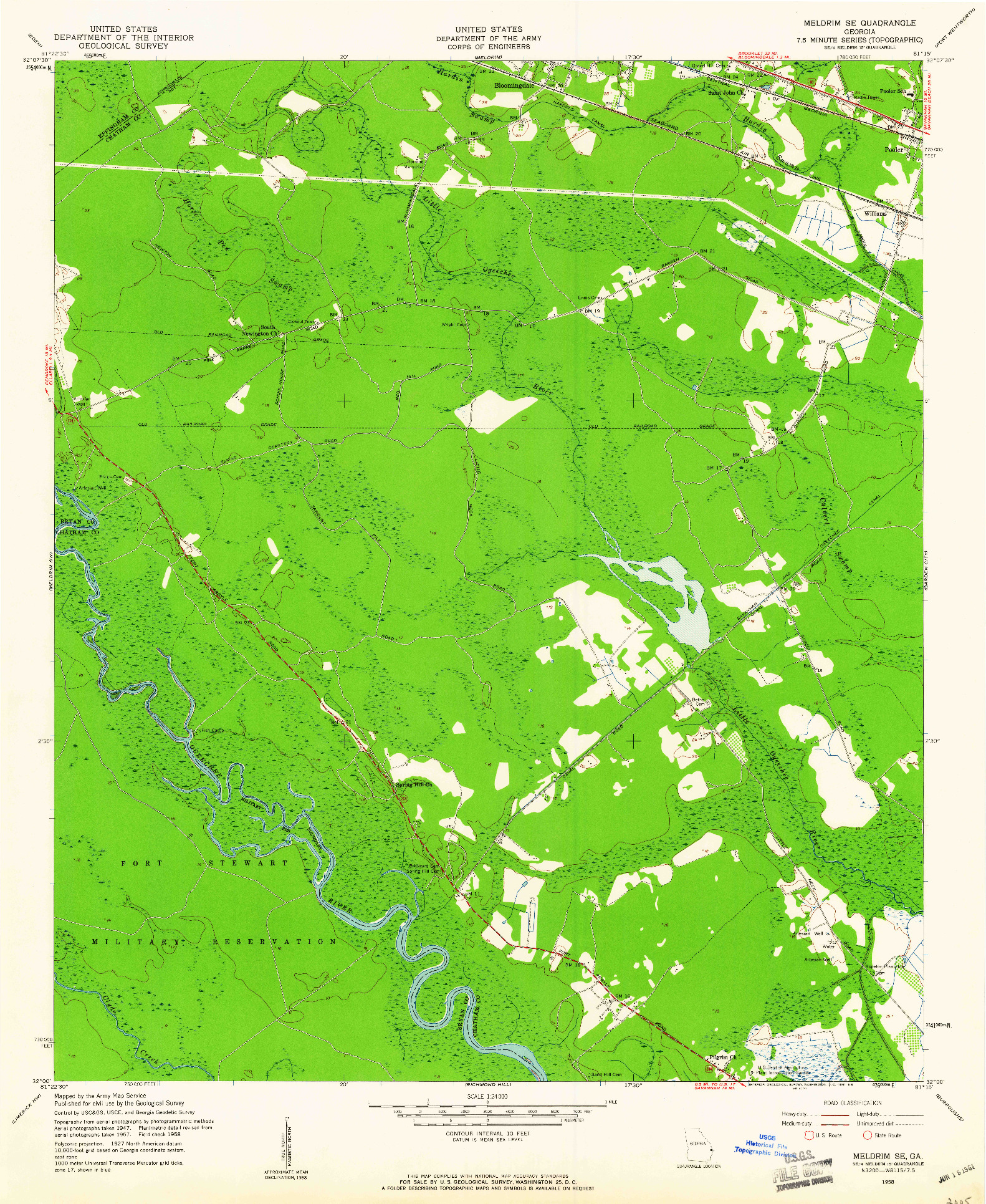 USGS 1:24000-SCALE QUADRANGLE FOR MELDRIM SE, GA 1958