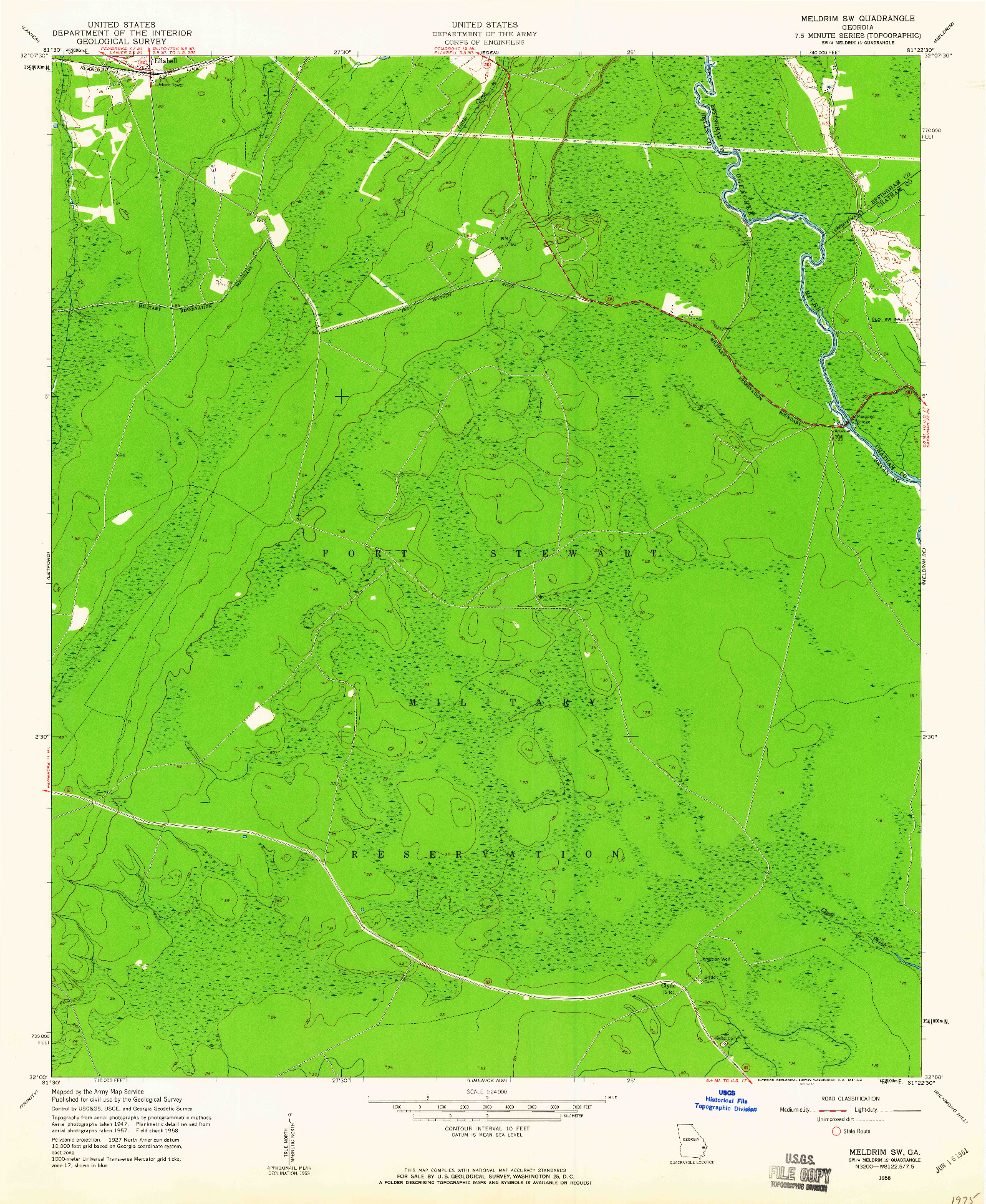 USGS 1:24000-SCALE QUADRANGLE FOR MELDRIM SW, GA 1958