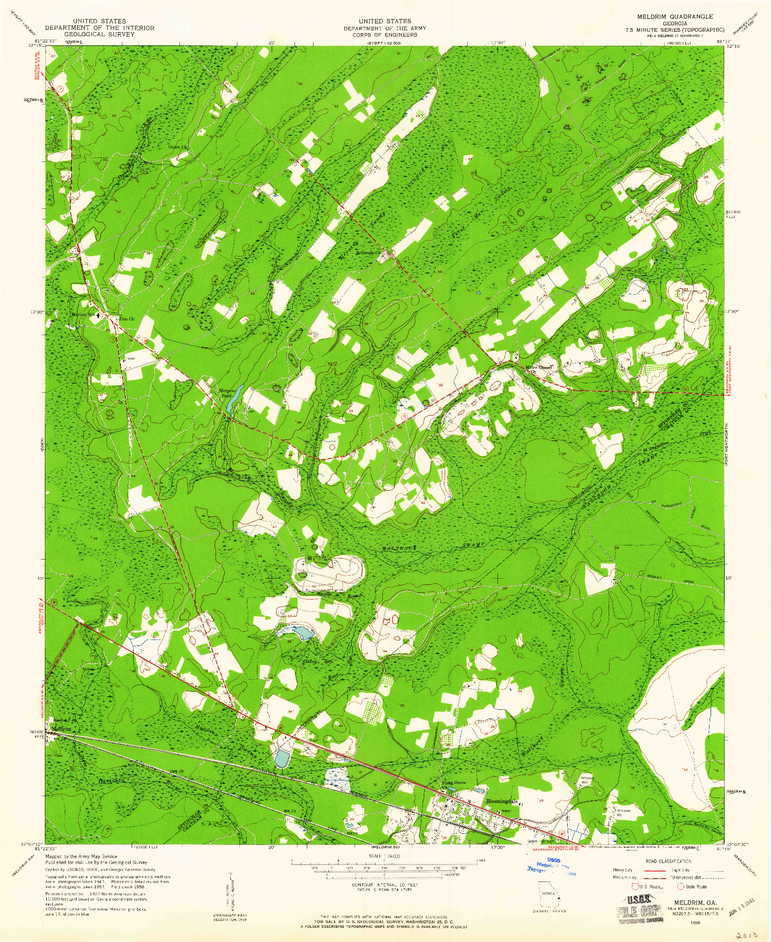 USGS 1:24000-SCALE QUADRANGLE FOR MELDRIM, GA 1958