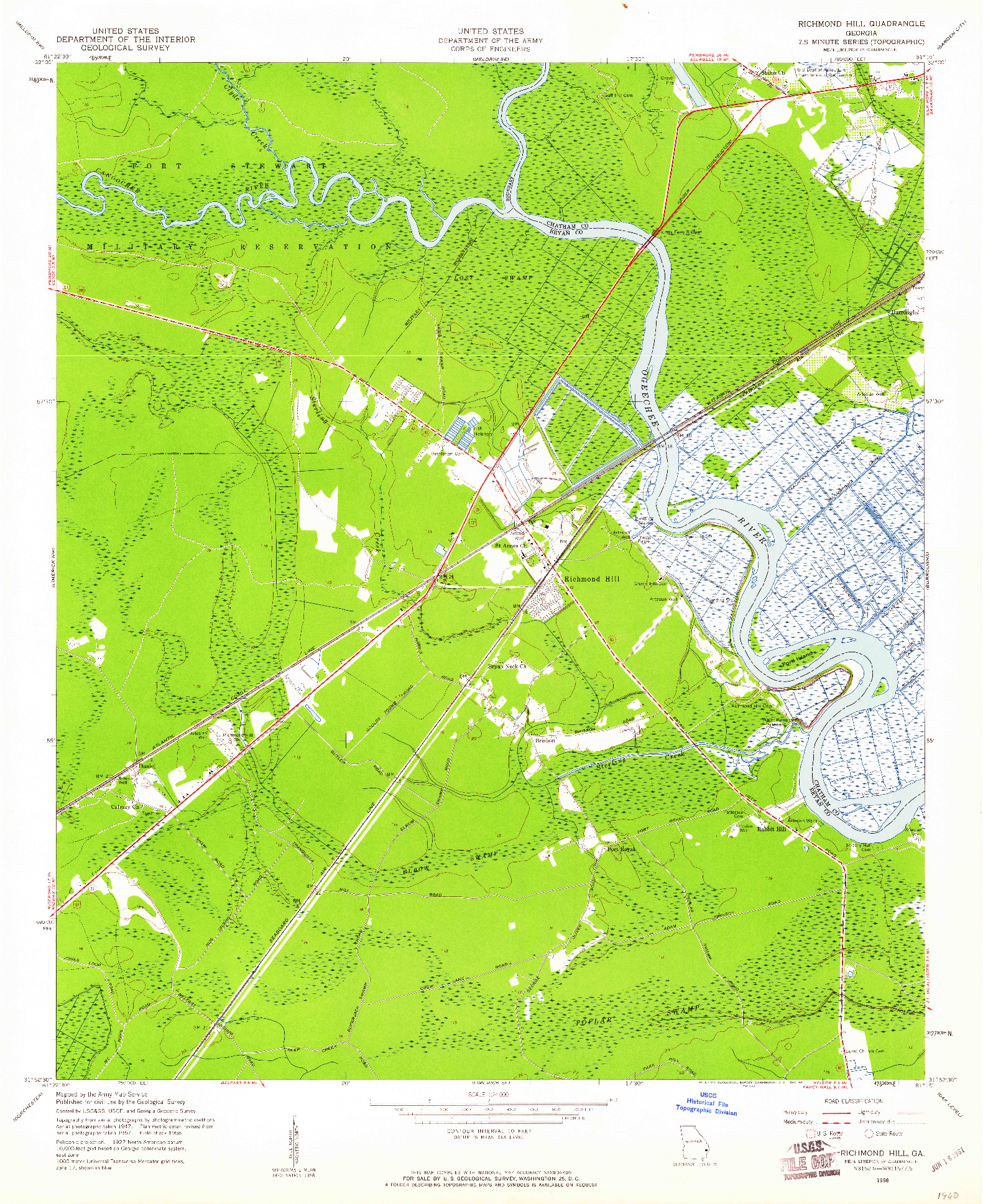 USGS 1:24000-SCALE QUADRANGLE FOR RICHMOND HILL, GA 1958