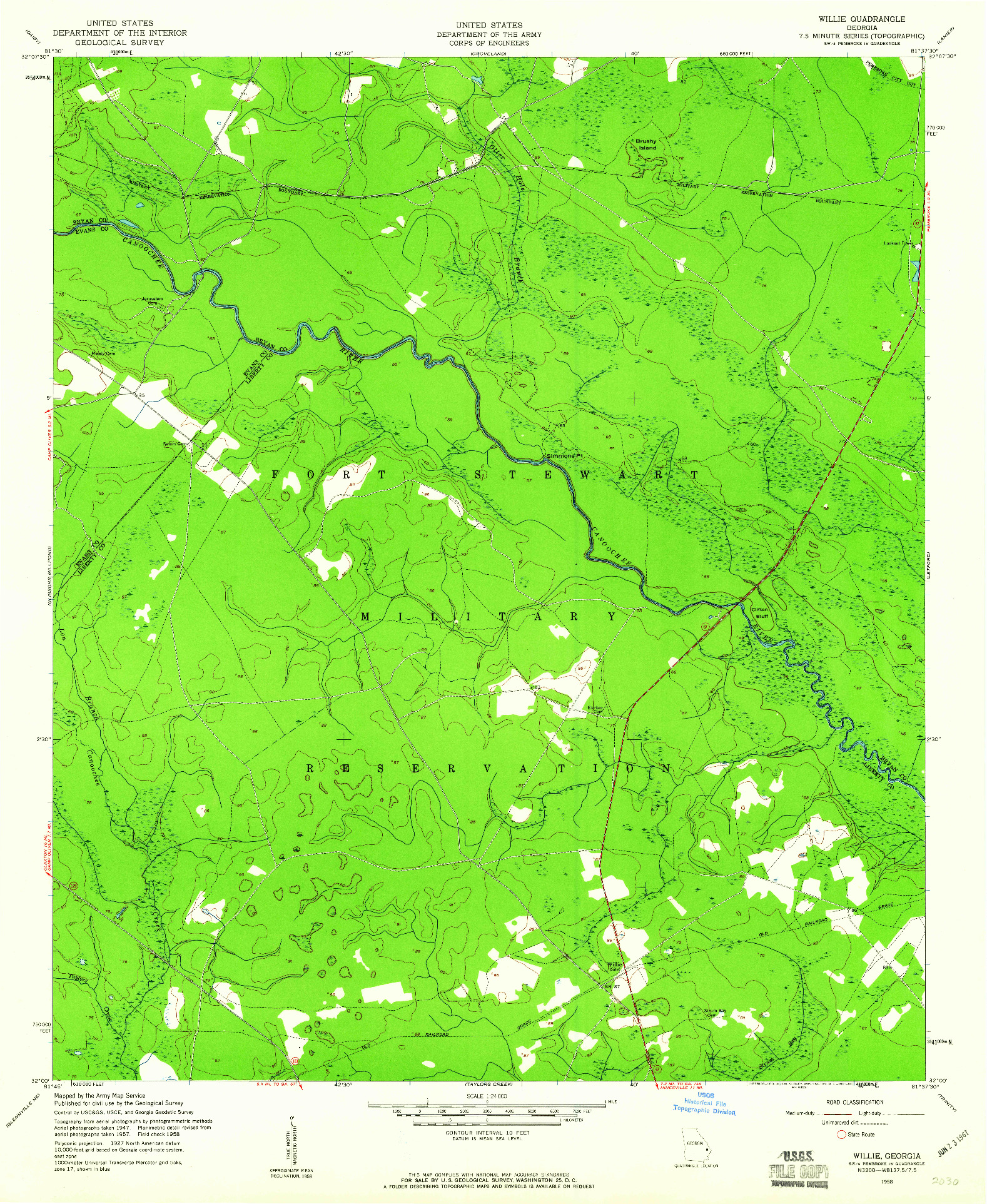 USGS 1:24000-SCALE QUADRANGLE FOR WILLIE, GA 1958