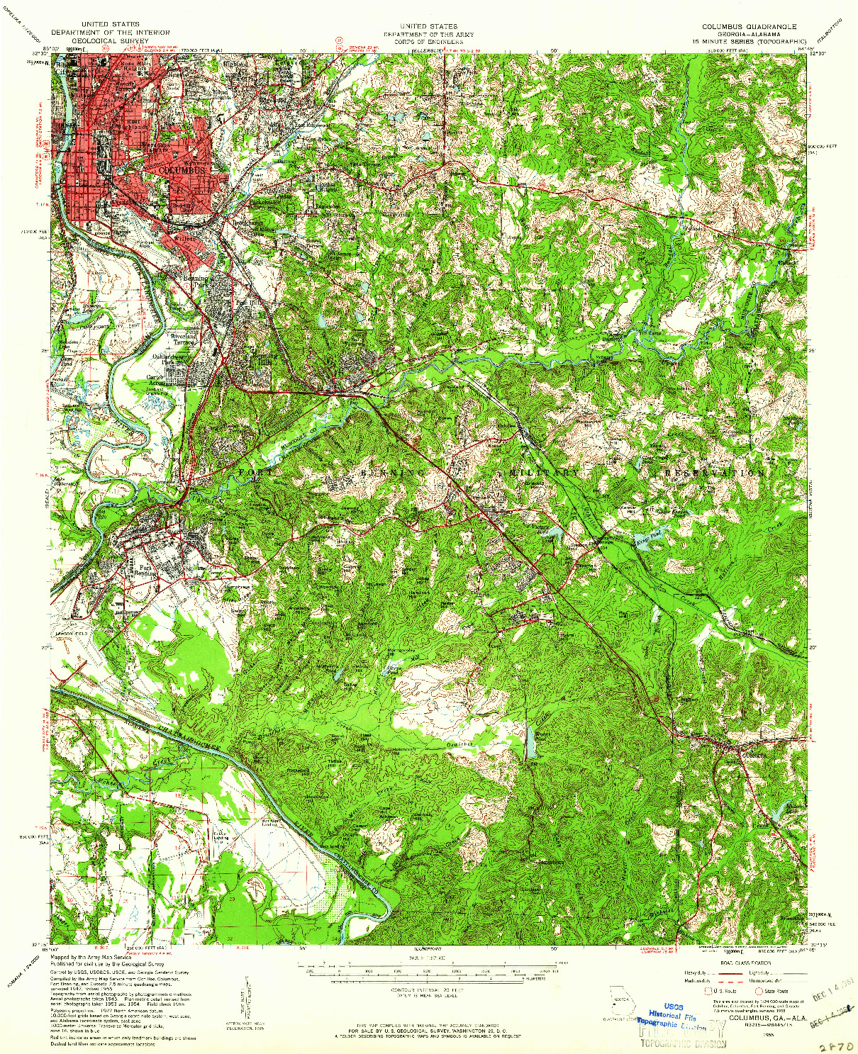 USGS 1:62500-SCALE QUADRANGLE FOR COLUMBUS, GA 1955