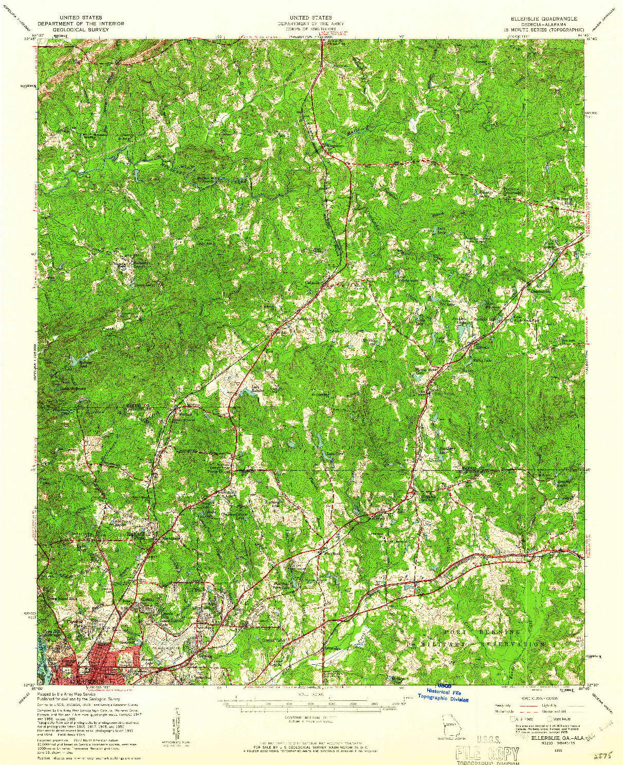 USGS 1:62500-SCALE QUADRANGLE FOR ELLERSLIE, GA 1955