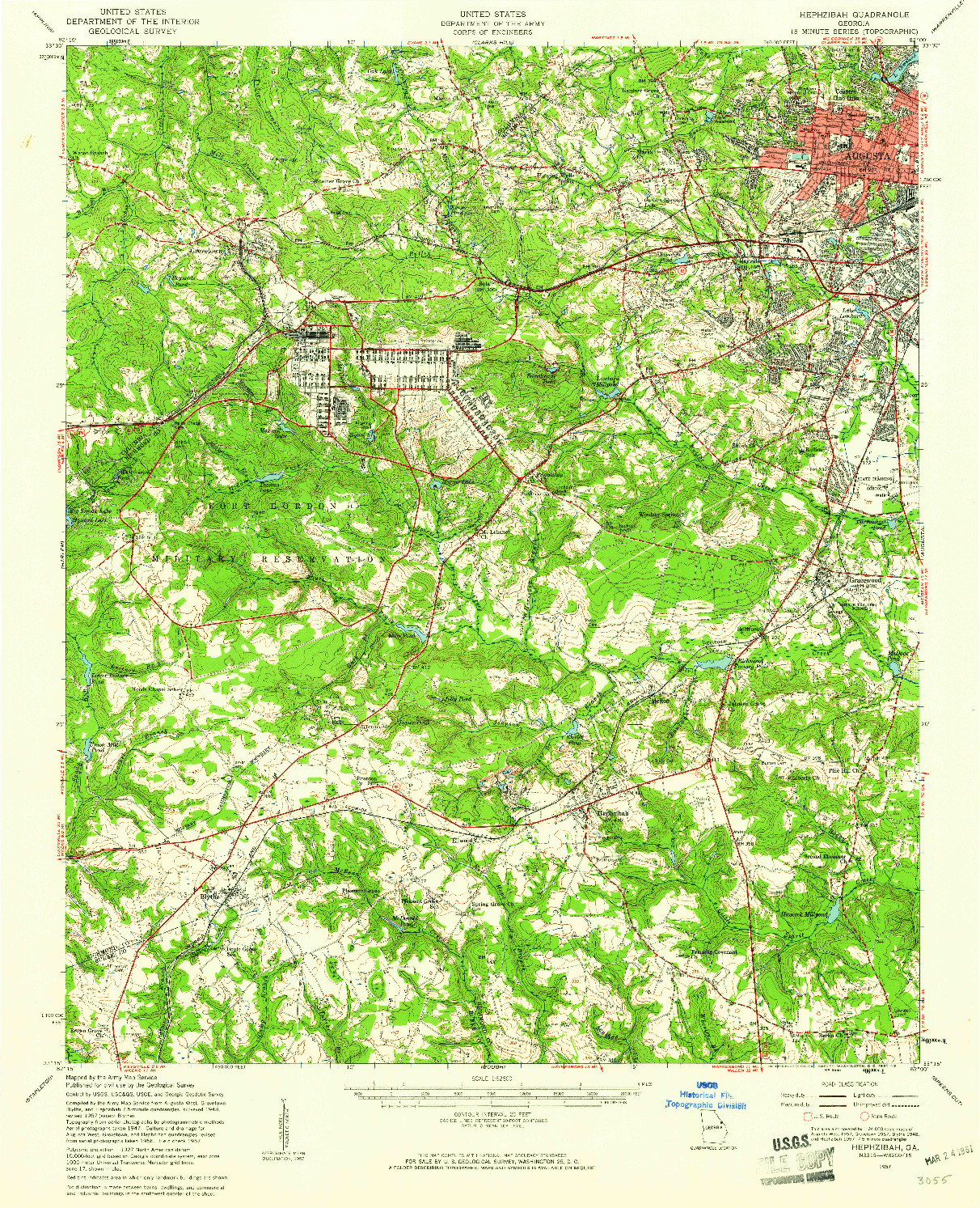 USGS 1:62500-SCALE QUADRANGLE FOR HEPHZIBAH, GA 1957