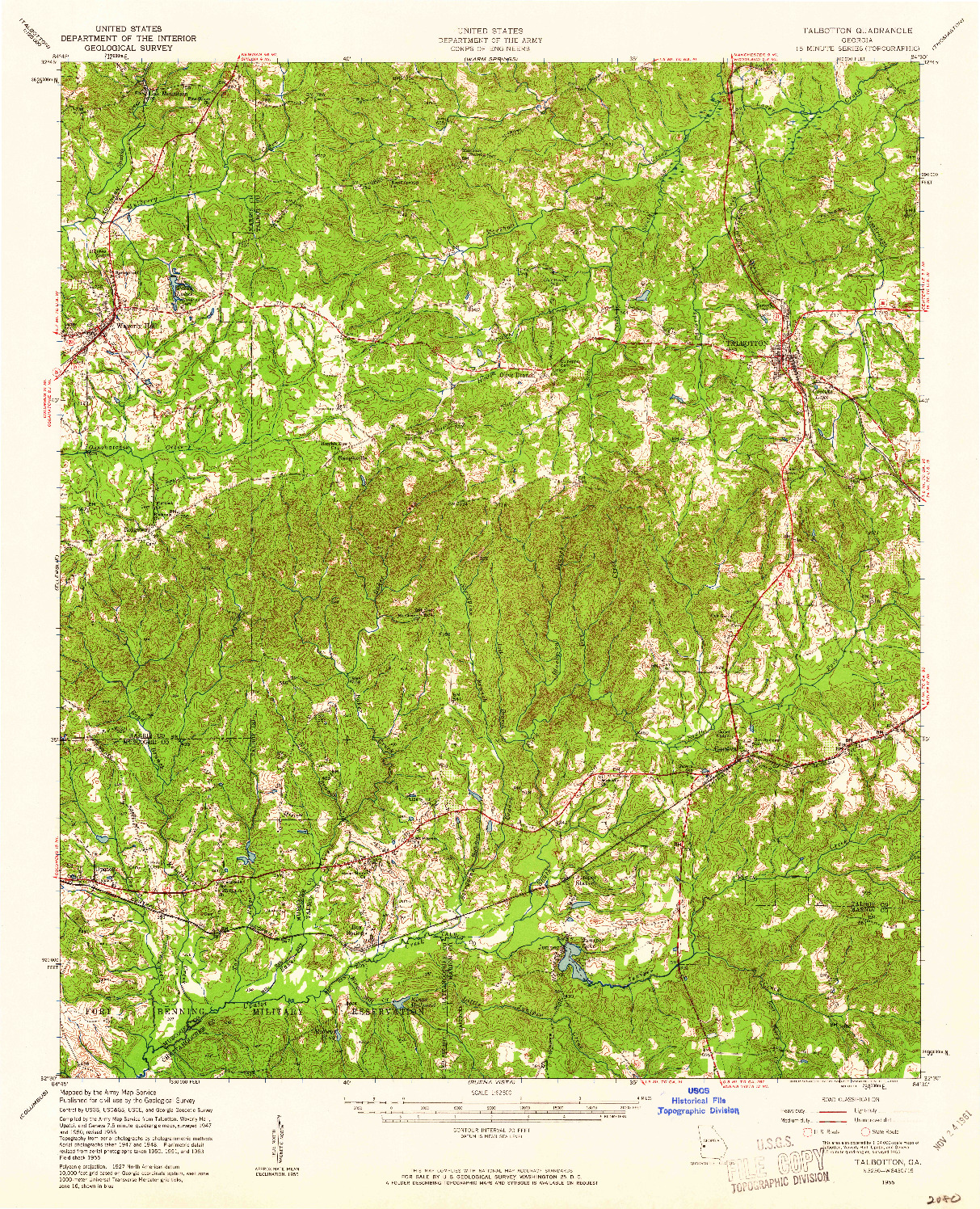 USGS 1:62500-SCALE QUADRANGLE FOR TALBOTTON, GA 1955