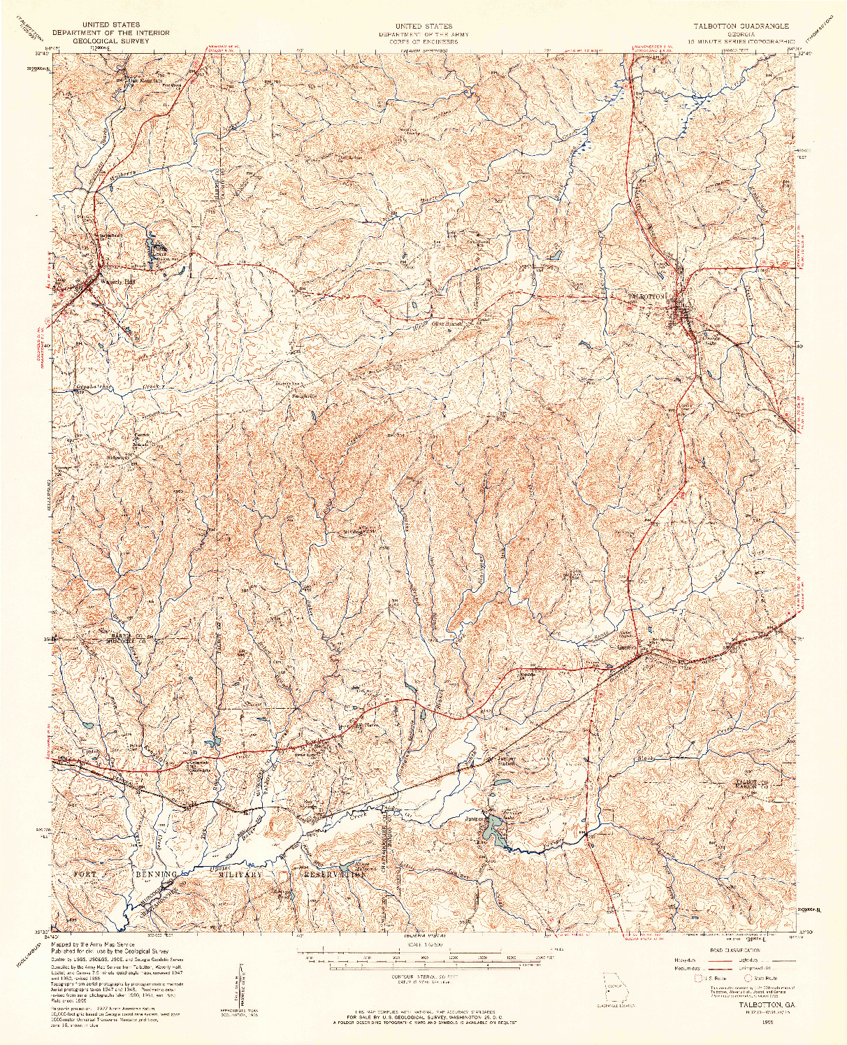 USGS 1:62500-SCALE QUADRANGLE FOR TALBOTTON, GA 1955