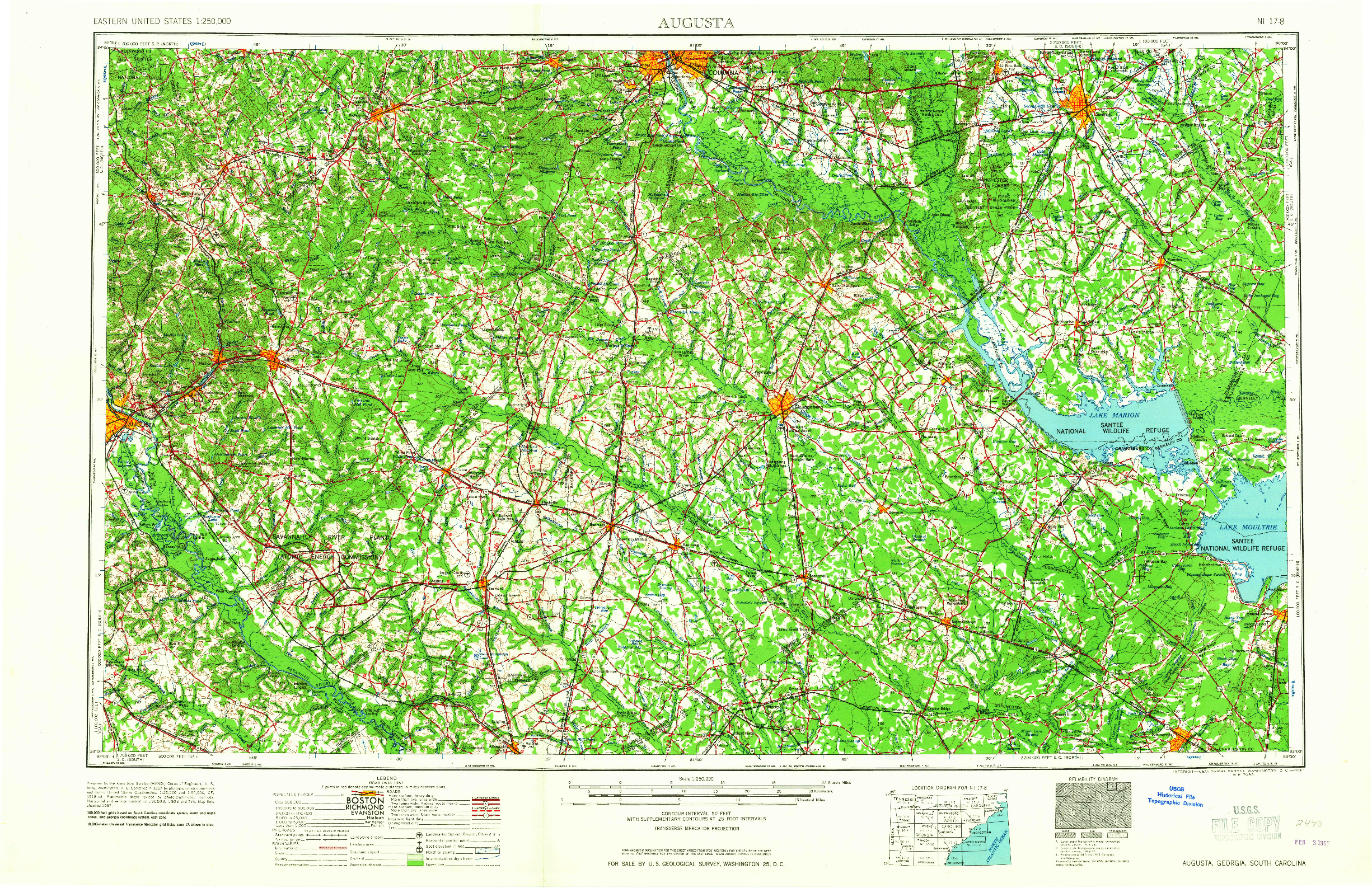 USGS 1:250000-SCALE QUADRANGLE FOR AUGUSTA, GA 1961