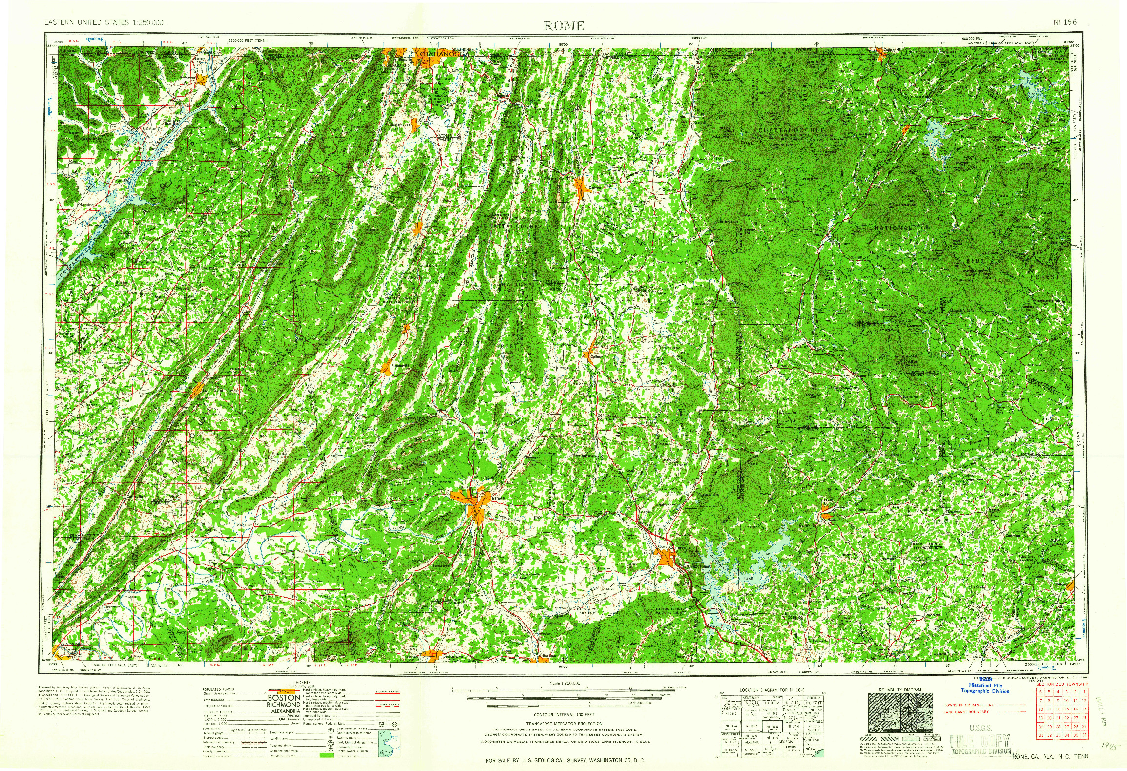 USGS 1:250000-SCALE QUADRANGLE FOR ROME, GA 1961