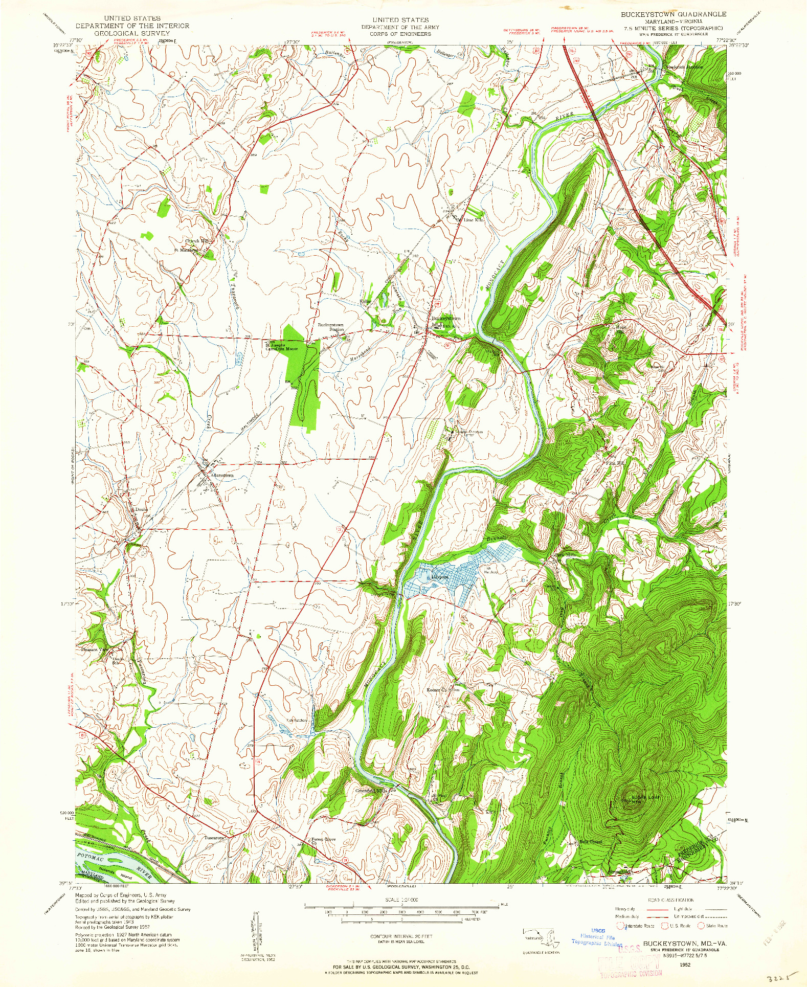 USGS 1:24000-SCALE QUADRANGLE FOR BUCKEYSTOWN, MD 1952