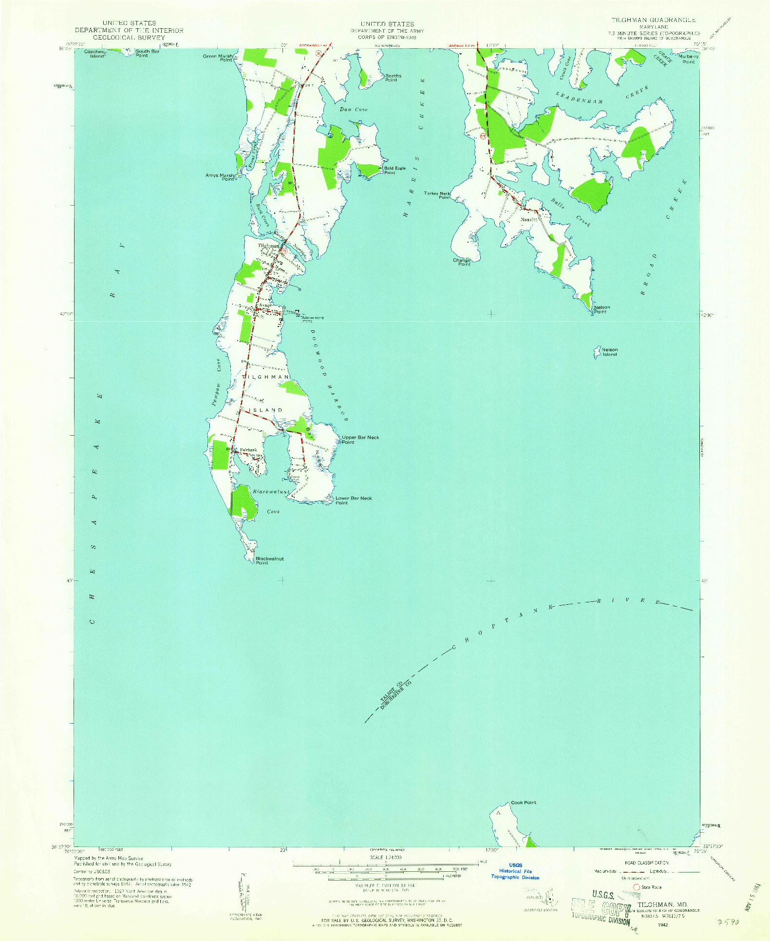 USGS 1:24000-SCALE QUADRANGLE FOR TILGHMAN, MD 1942