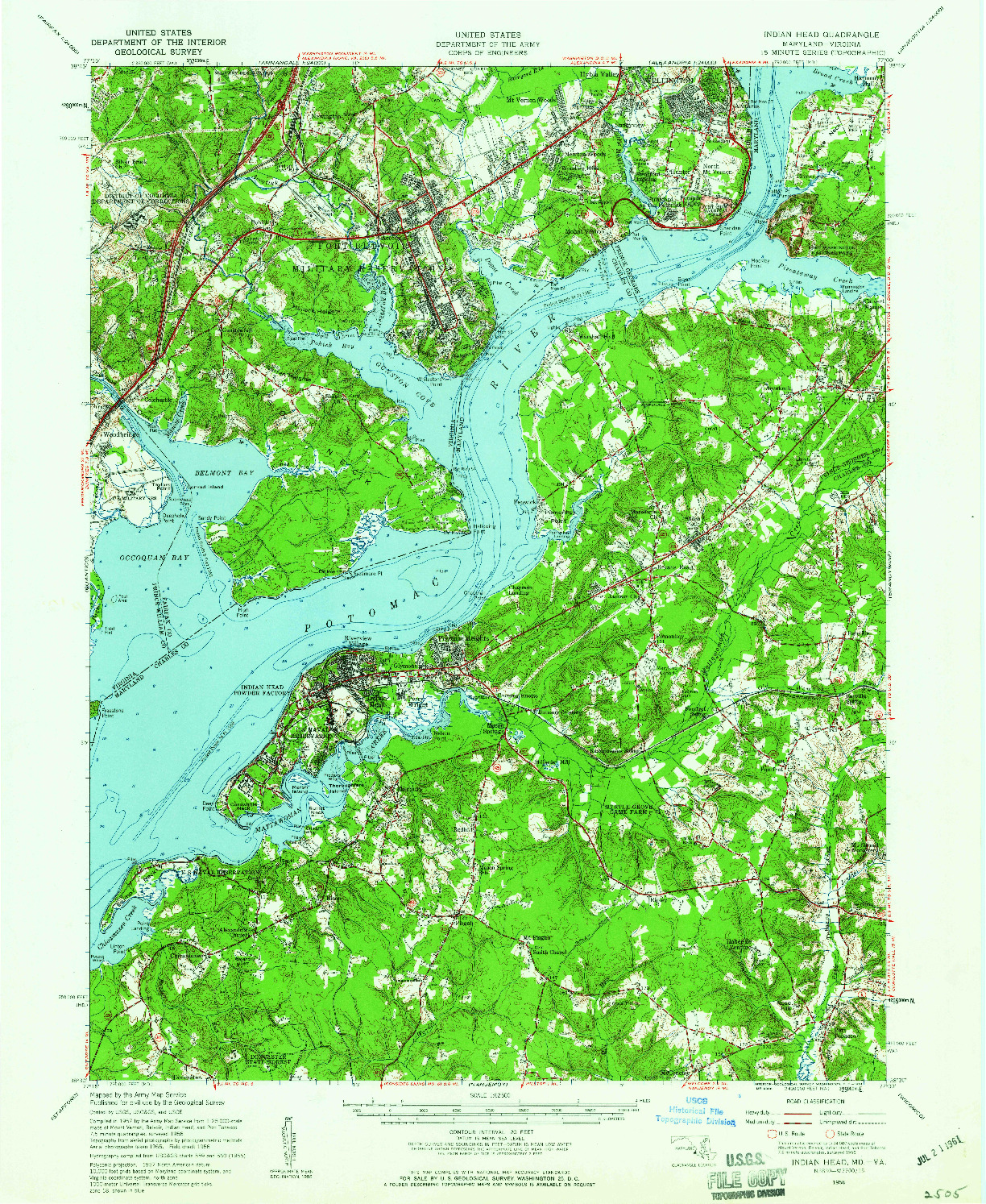 USGS 1:62500-SCALE QUADRANGLE FOR INDIAN HEAD, MD 1956