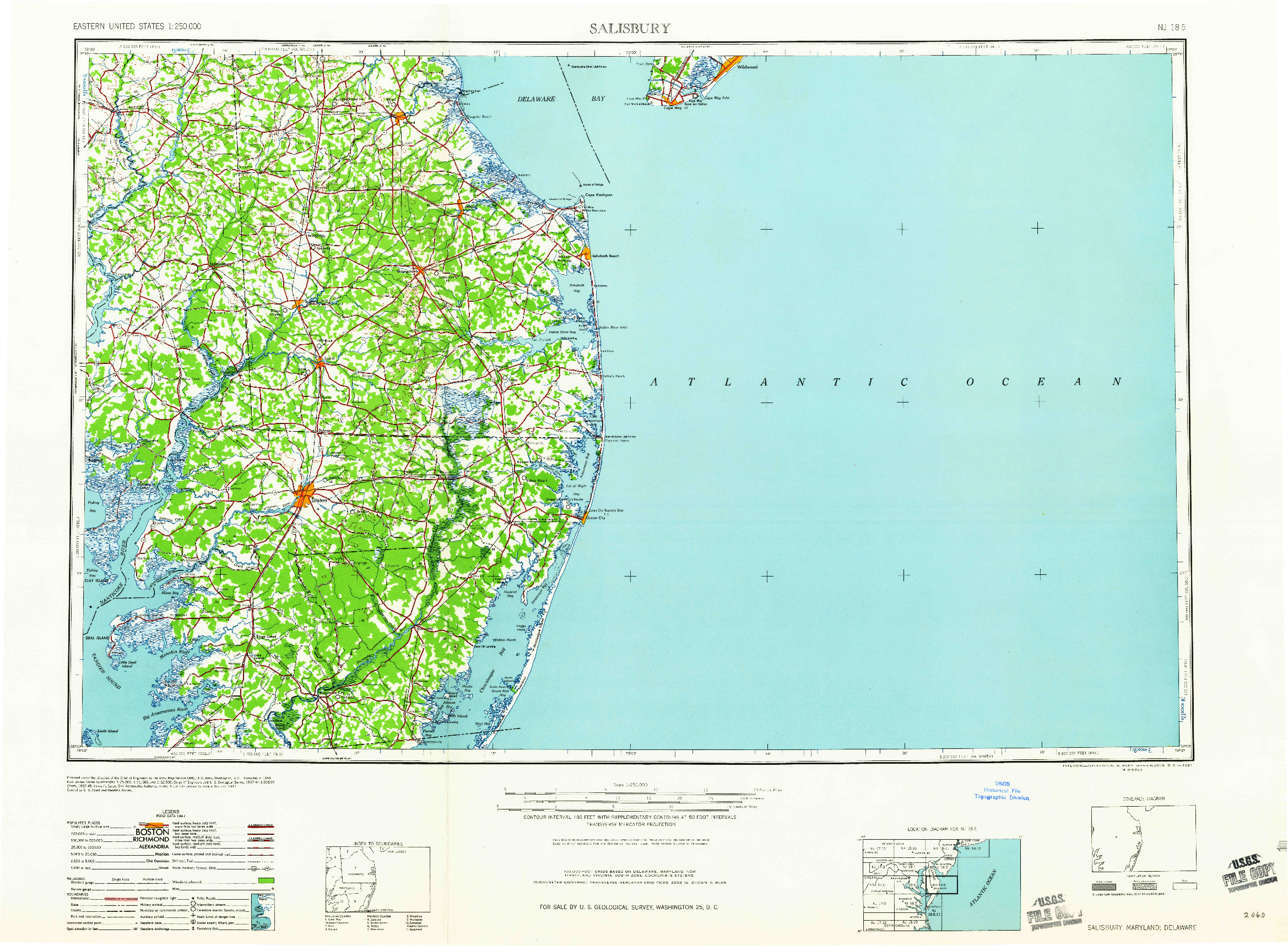 USGS 1:250000-SCALE QUADRANGLE FOR SALISBURY, MD 1961