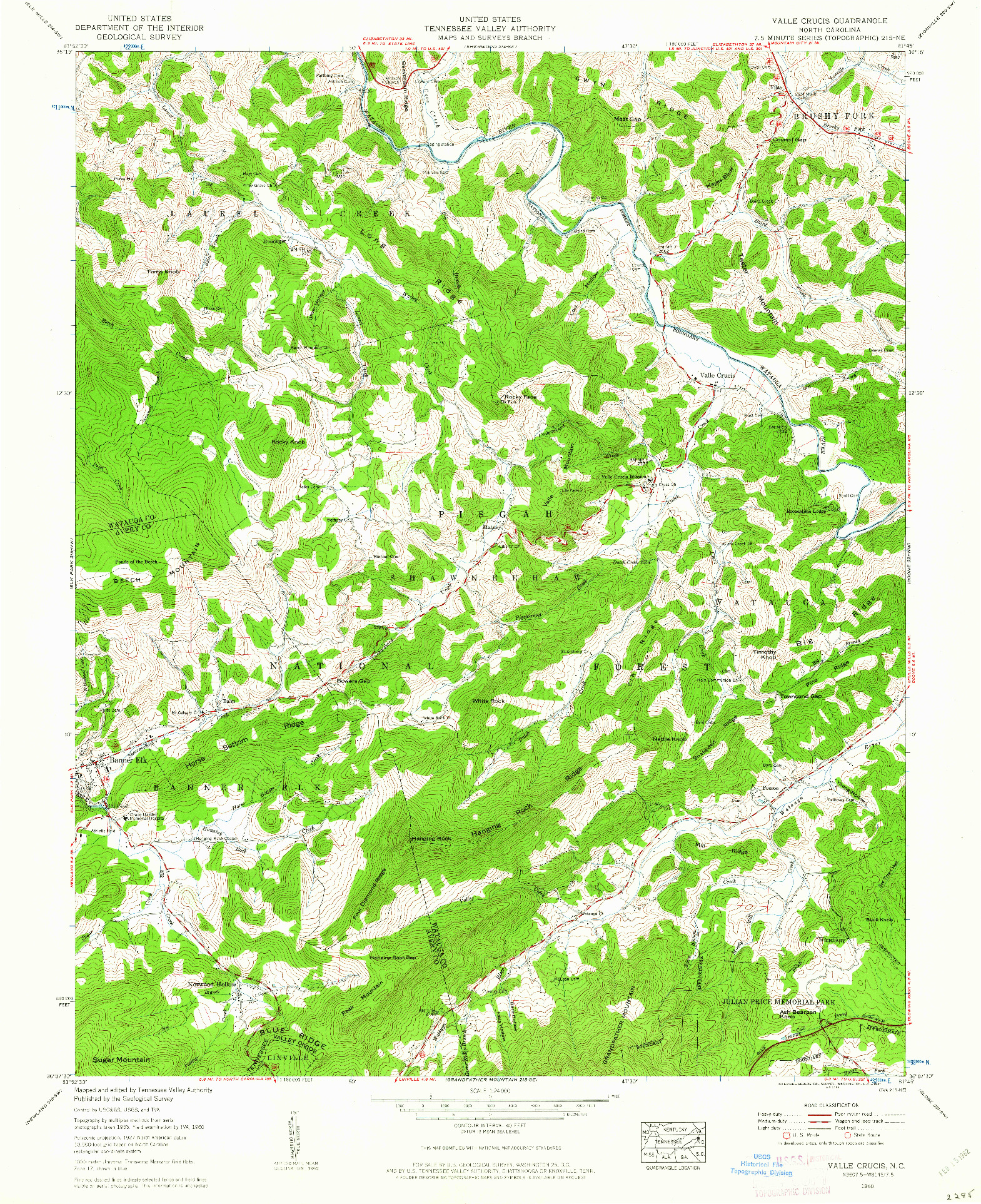 USGS 1:24000-SCALE QUADRANGLE FOR VALLE CRUCIS, NC 1960