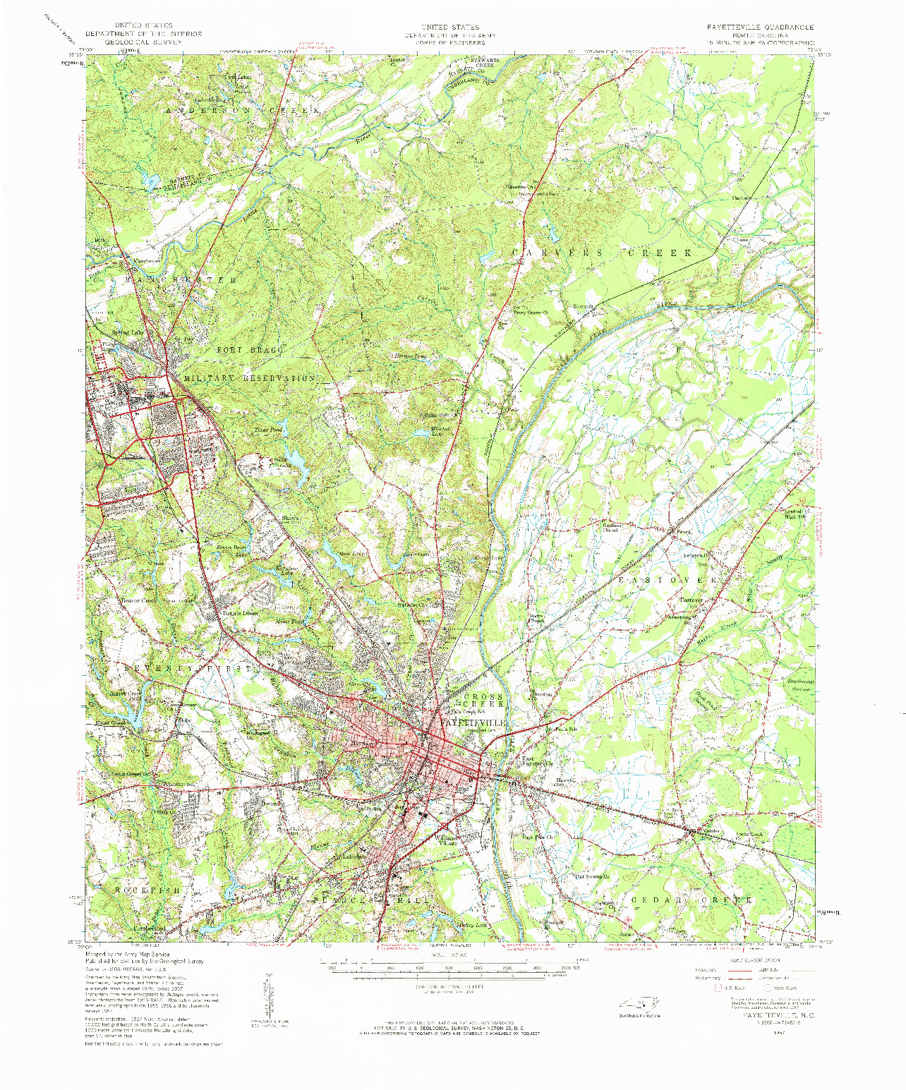 USGS 1:62500-SCALE QUADRANGLE FOR FAYETTEVILLE, NC 1957