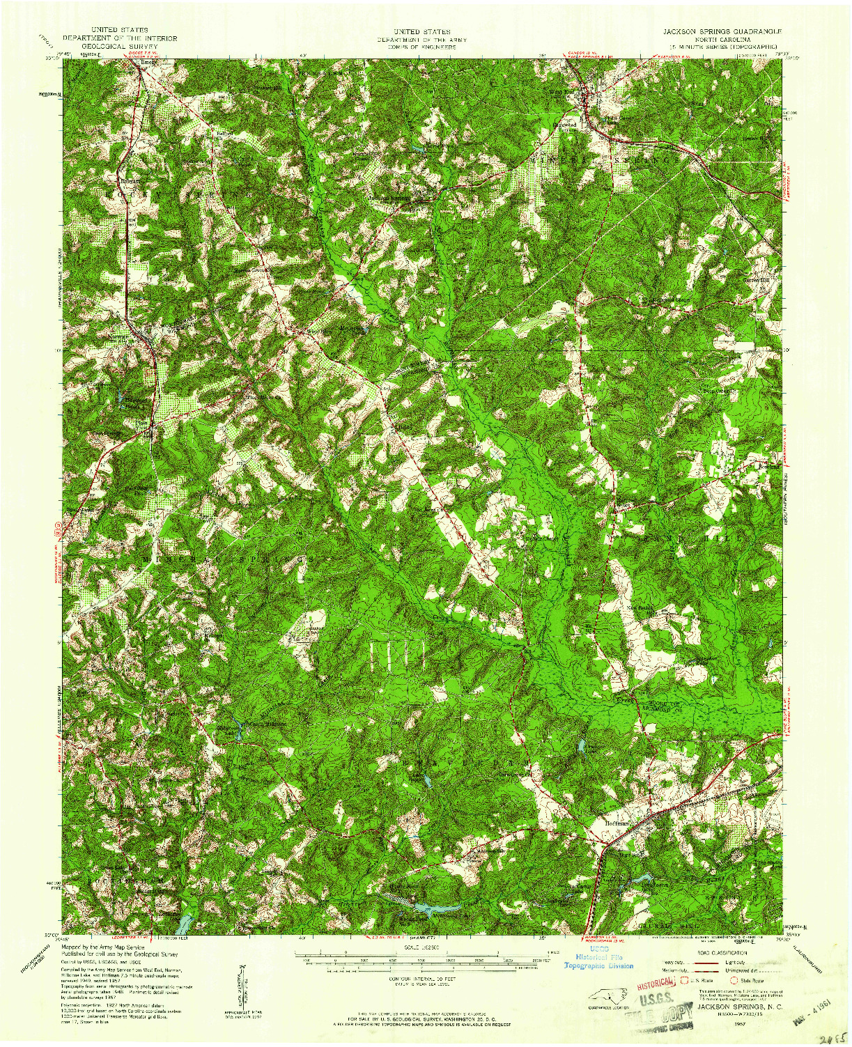 USGS 1:62500-SCALE QUADRANGLE FOR JACKSON SPRINGS, NC 1957