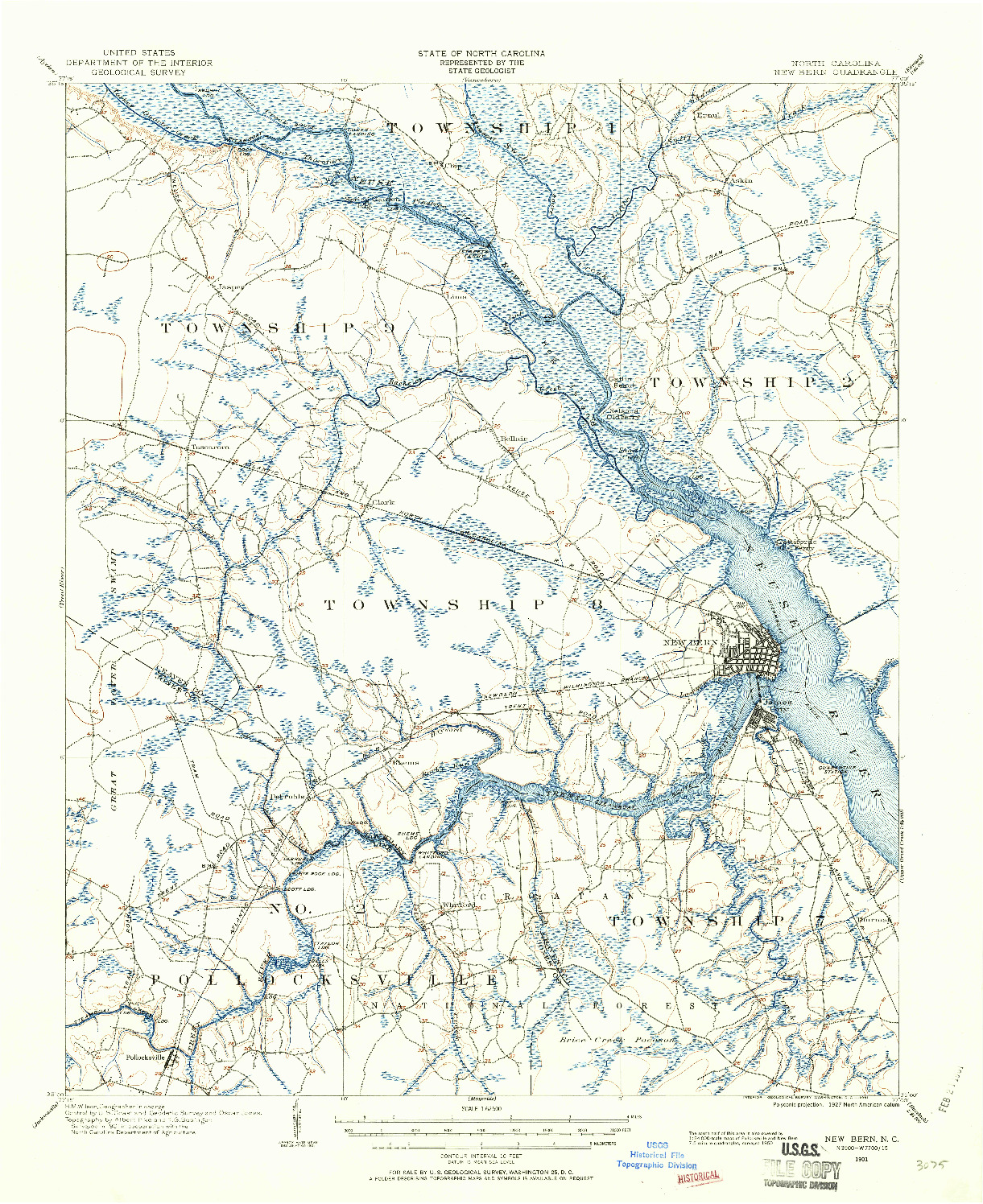 USGS 1:62500-SCALE QUADRANGLE FOR NEW BERN, NC 1901