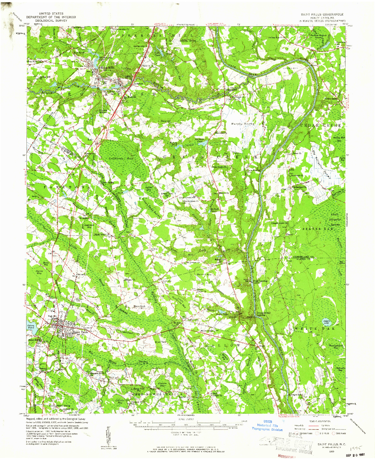 USGS 1:62500-SCALE QUADRANGLE FOR SAINT PAULS, NC 1959