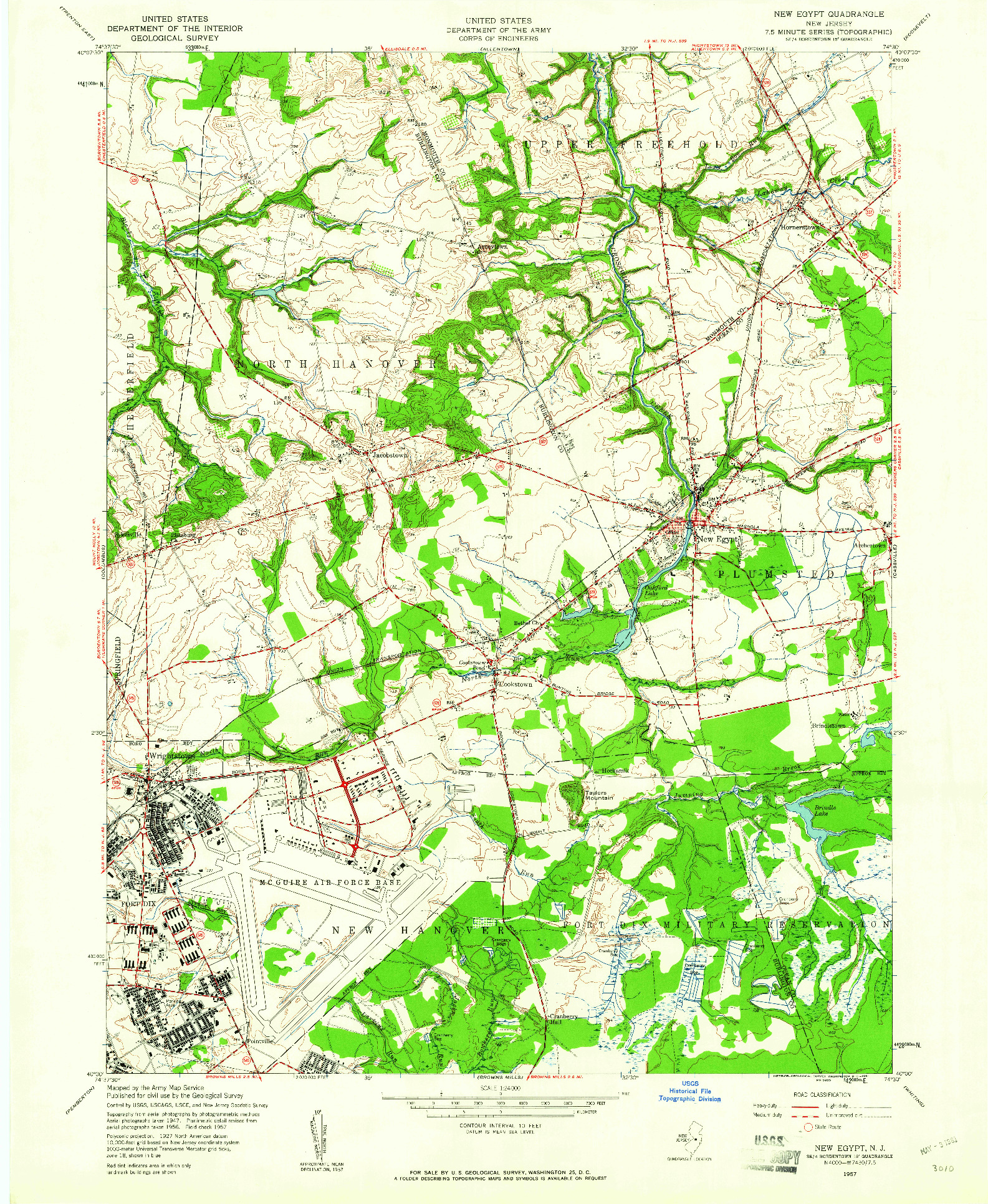 USGS 1:24000-SCALE QUADRANGLE FOR NEW EGYPT, NJ 1957