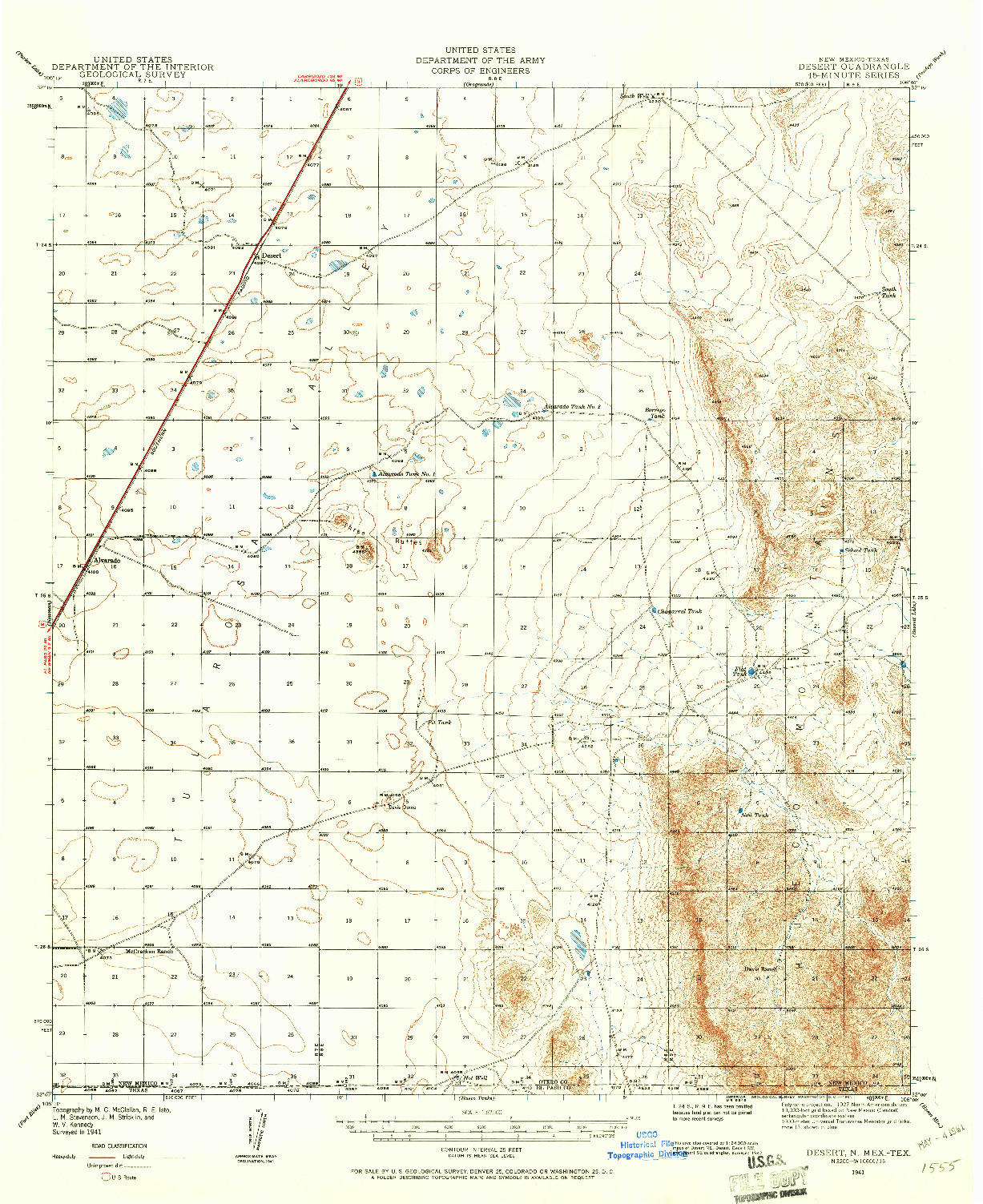 USGS 1:62500-SCALE QUADRANGLE FOR DESERT, NM 1941