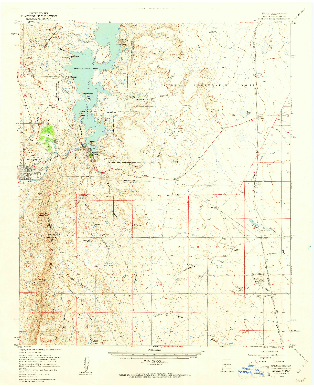 USGS 1:62500-SCALE QUADRANGLE FOR ENGLE, NM 1959
