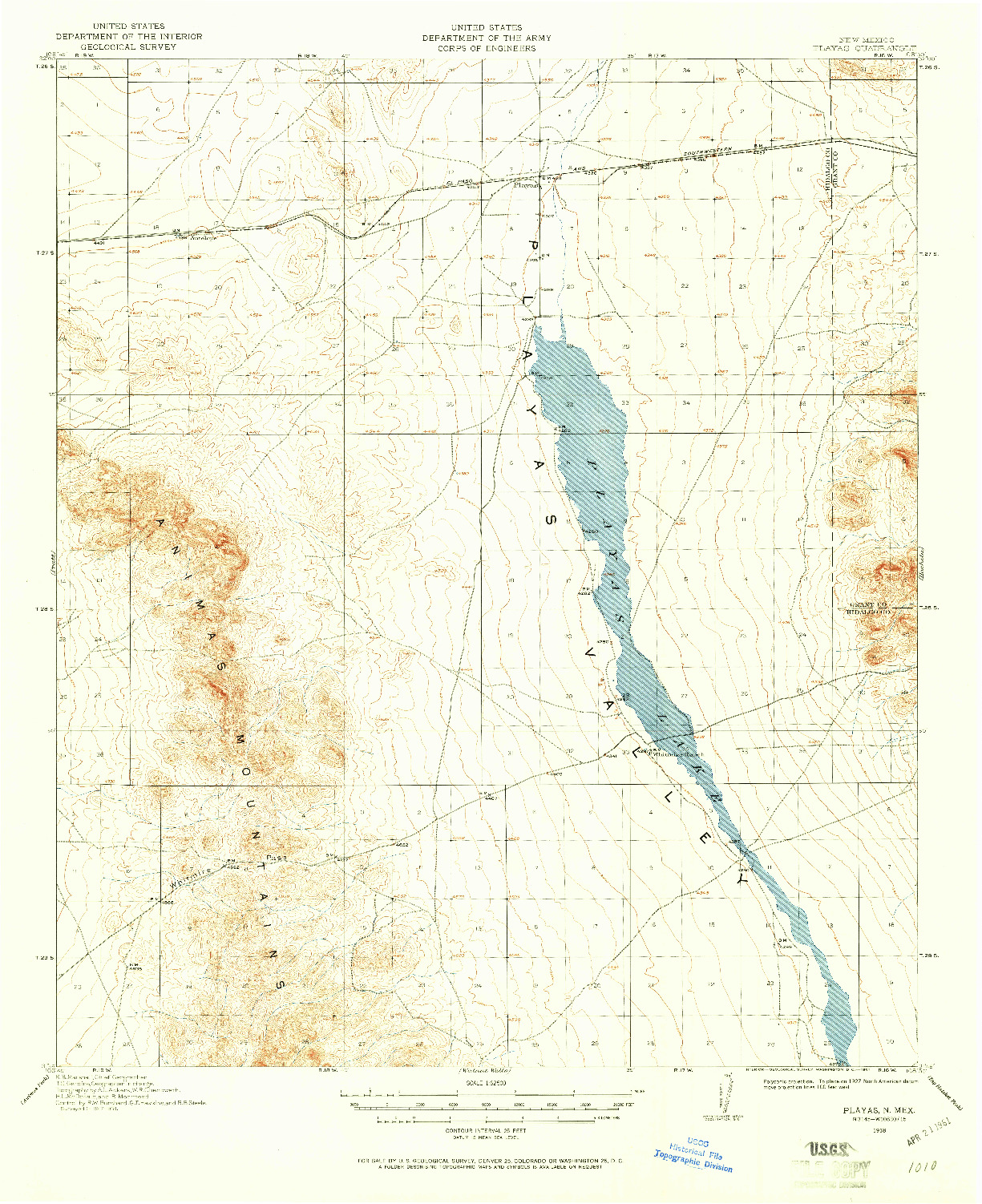 USGS 1:62500-SCALE QUADRANGLE FOR PLAYAS, NM 1918