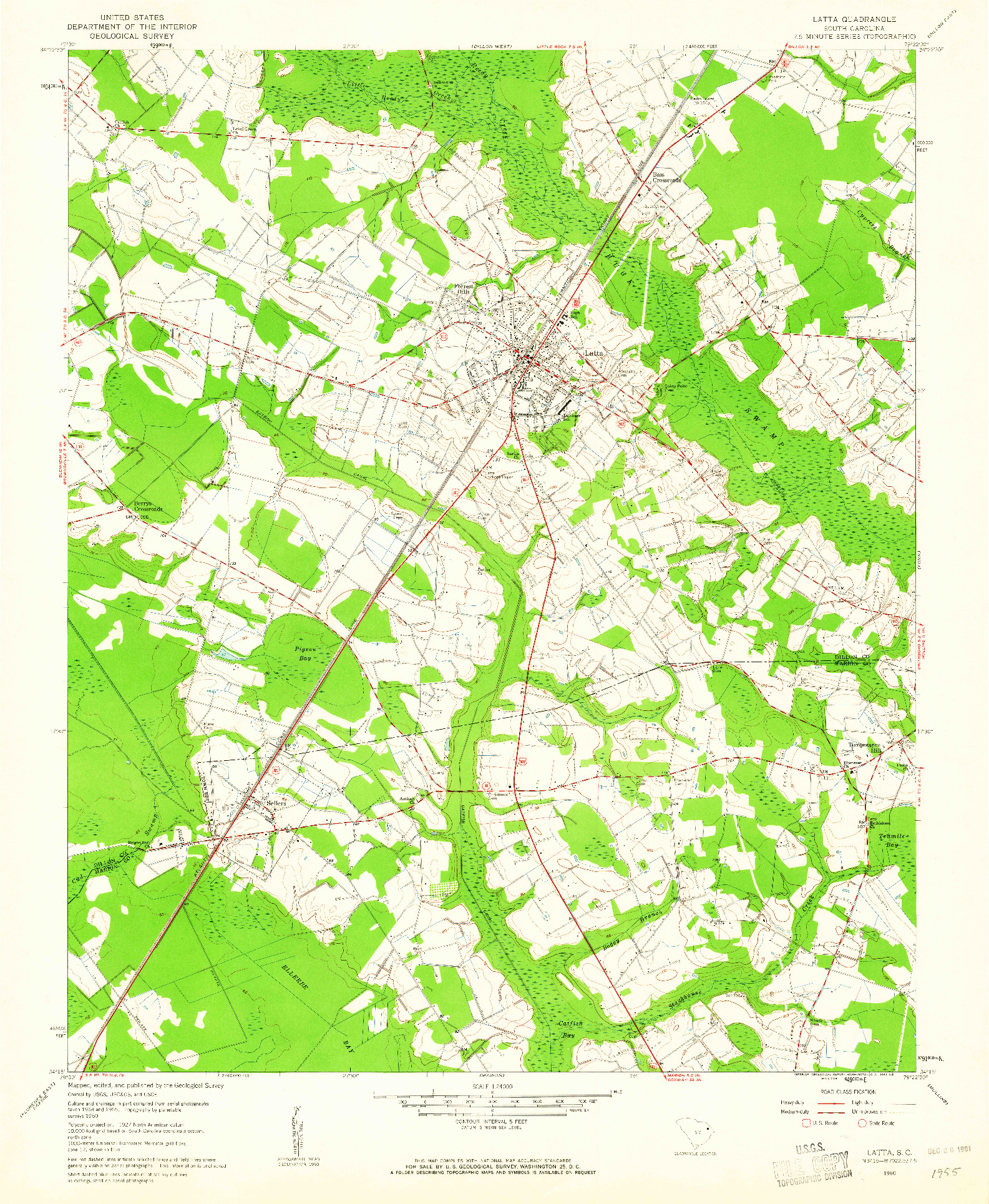 USGS 1:24000-SCALE QUADRANGLE FOR LATTA, SC 1960