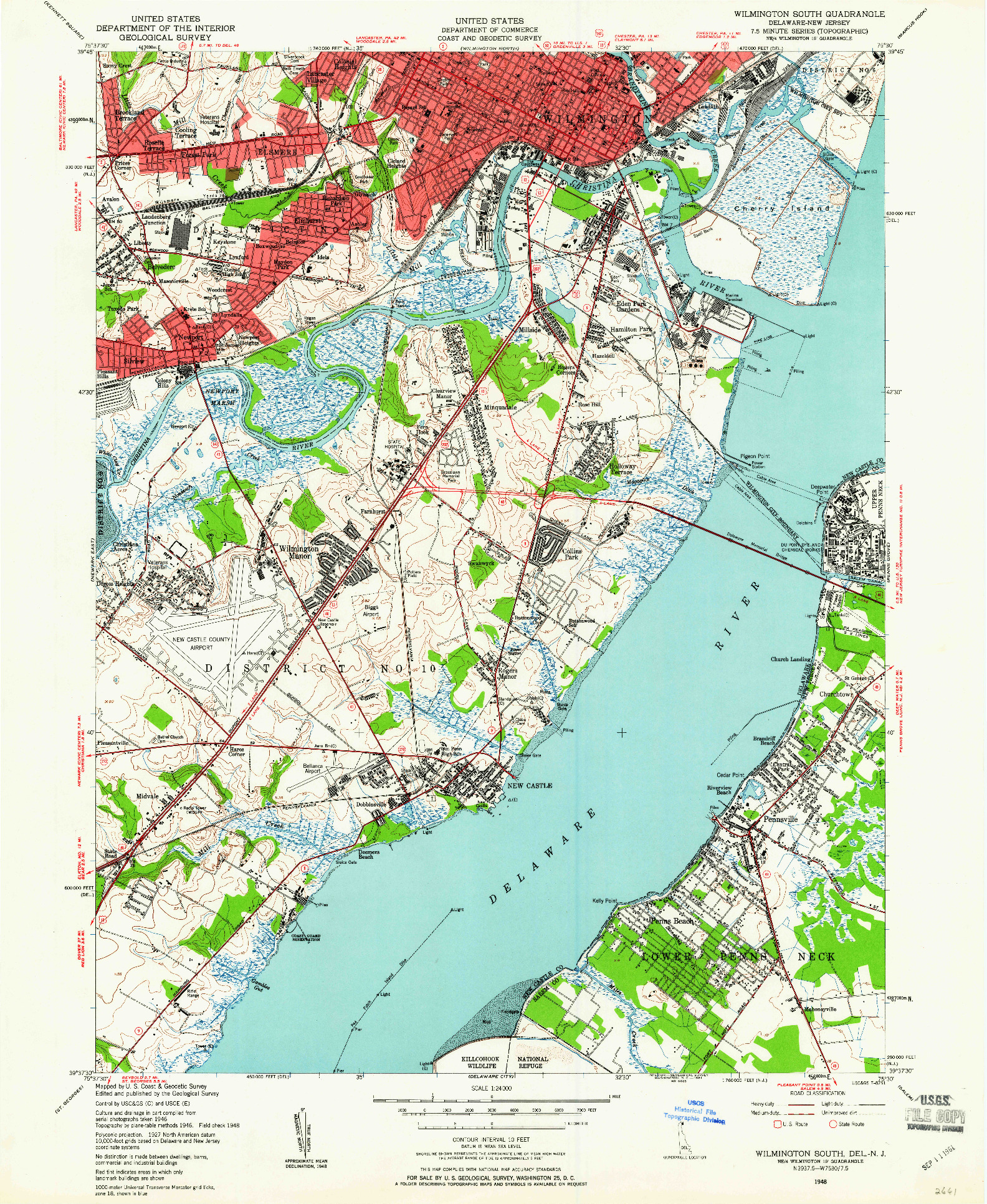 USGS 1:24000-SCALE QUADRANGLE FOR WILMINGTON SOUTH, DE 1948