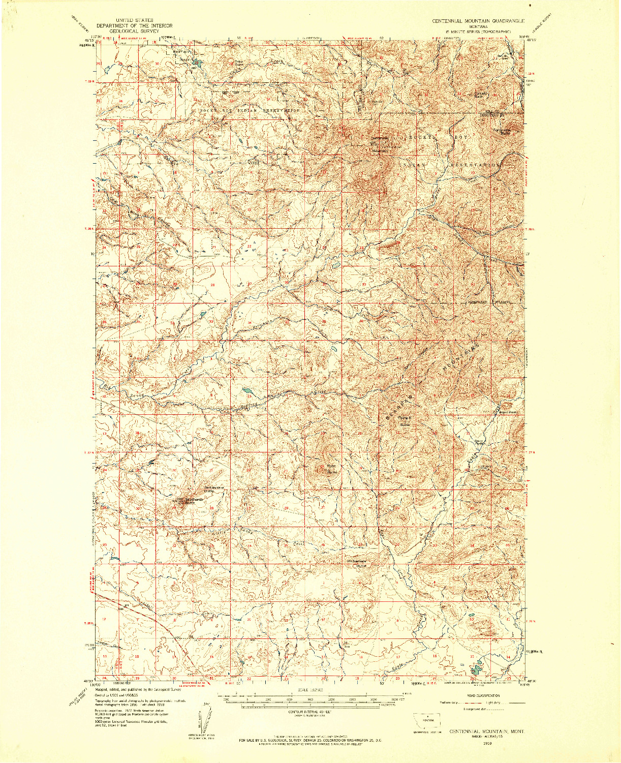 USGS 1:62500-SCALE QUADRANGLE FOR CENTENNIAL MOUNTAIN, MT 1959