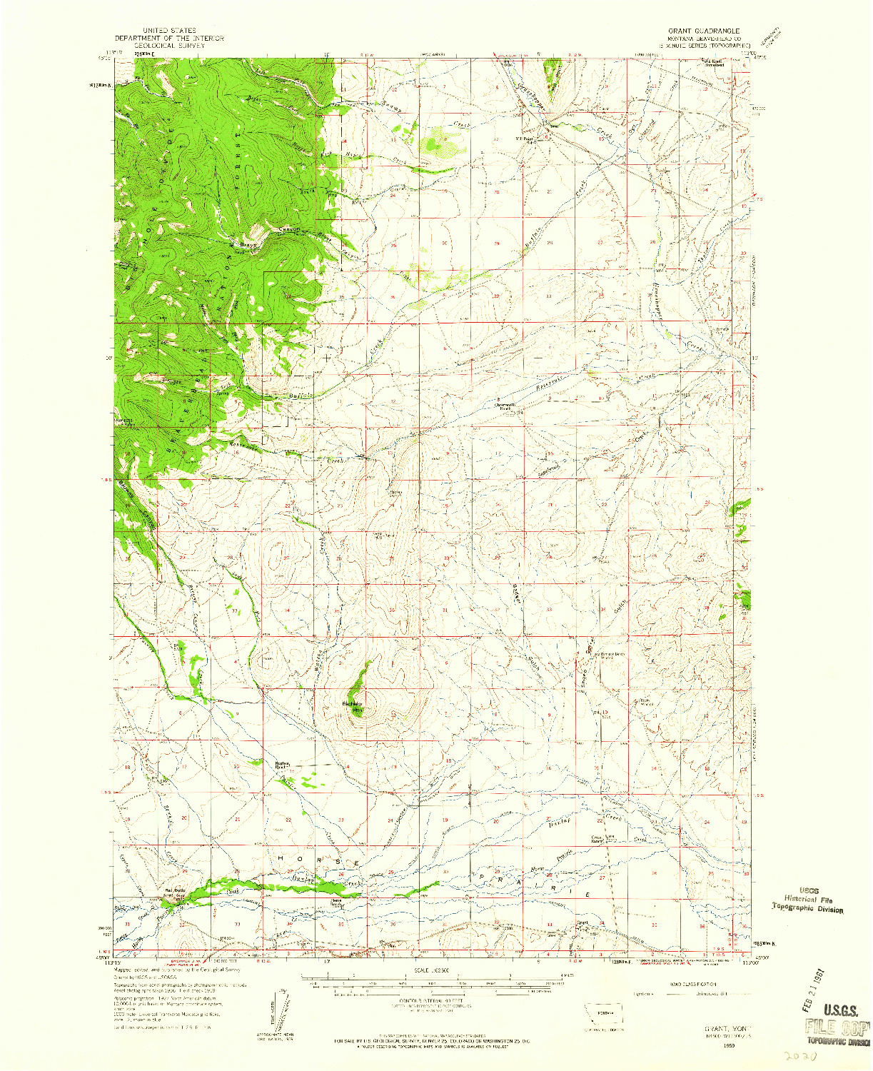USGS 1:62500-SCALE QUADRANGLE FOR GRANT, MT 1959