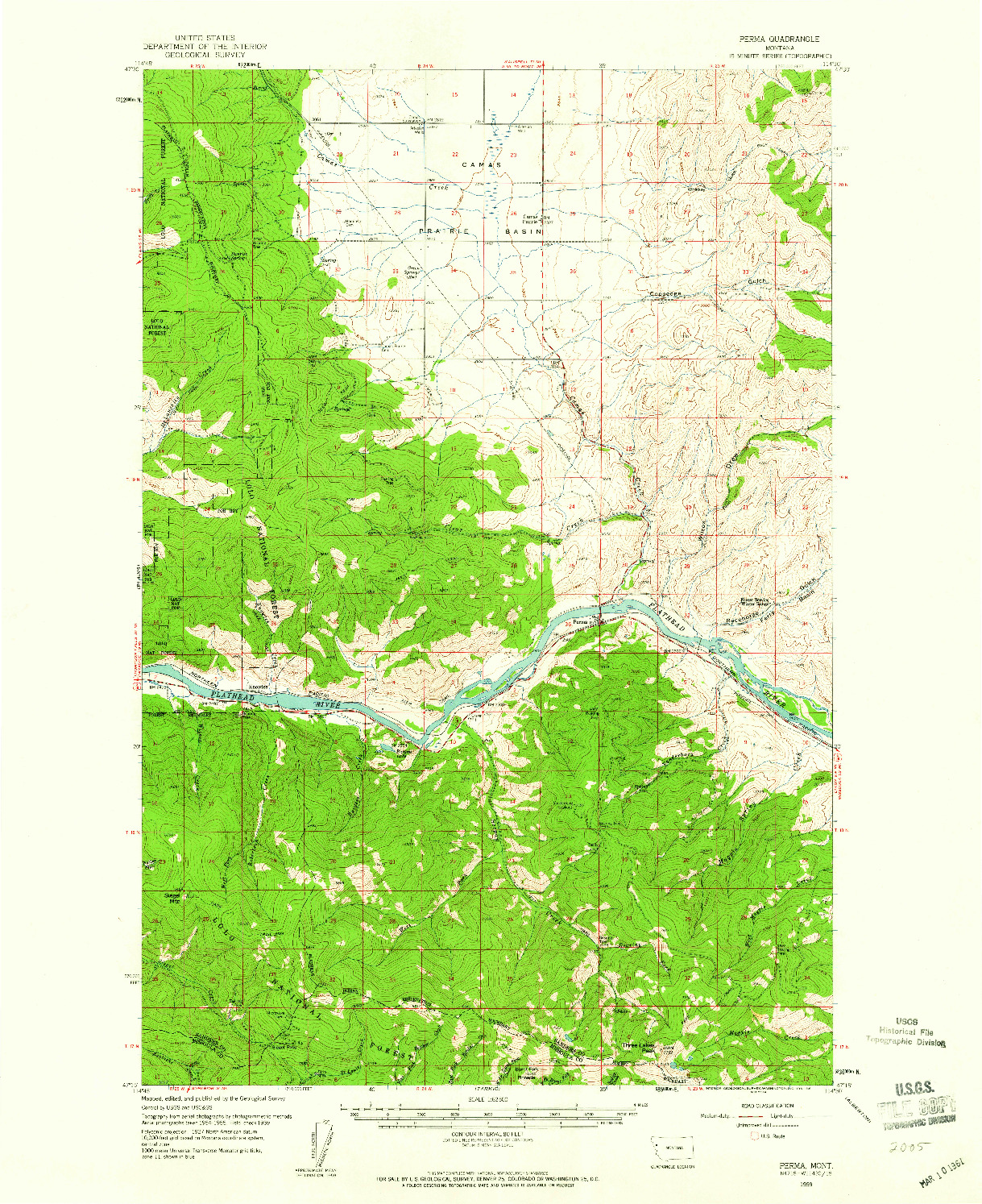 USGS 1:62500-SCALE QUADRANGLE FOR PERMA, MT 1959