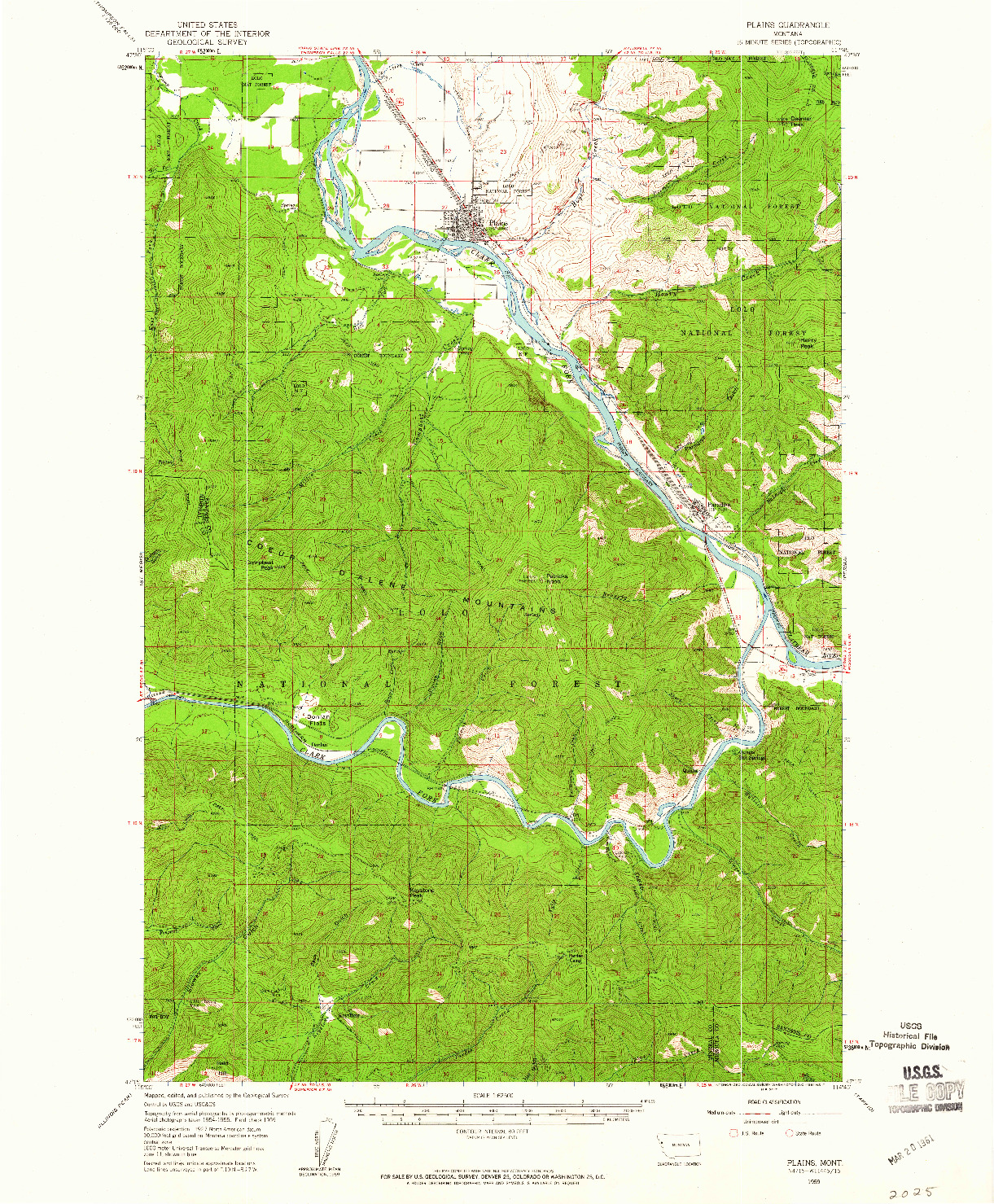USGS 1:62500-SCALE QUADRANGLE FOR PLAINS, MT 1959