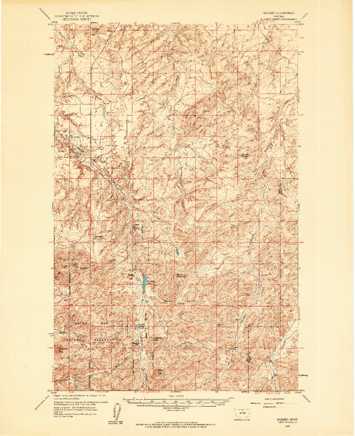 USGS 1:62500-SCALE QUADRANGLE FOR SHAMBO, MT 1959