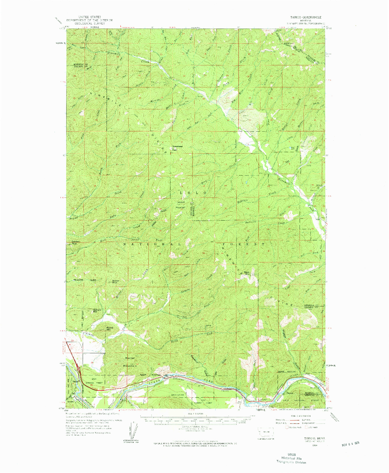 USGS 1:62500-SCALE QUADRANGLE FOR TARKIO, MT 1959
