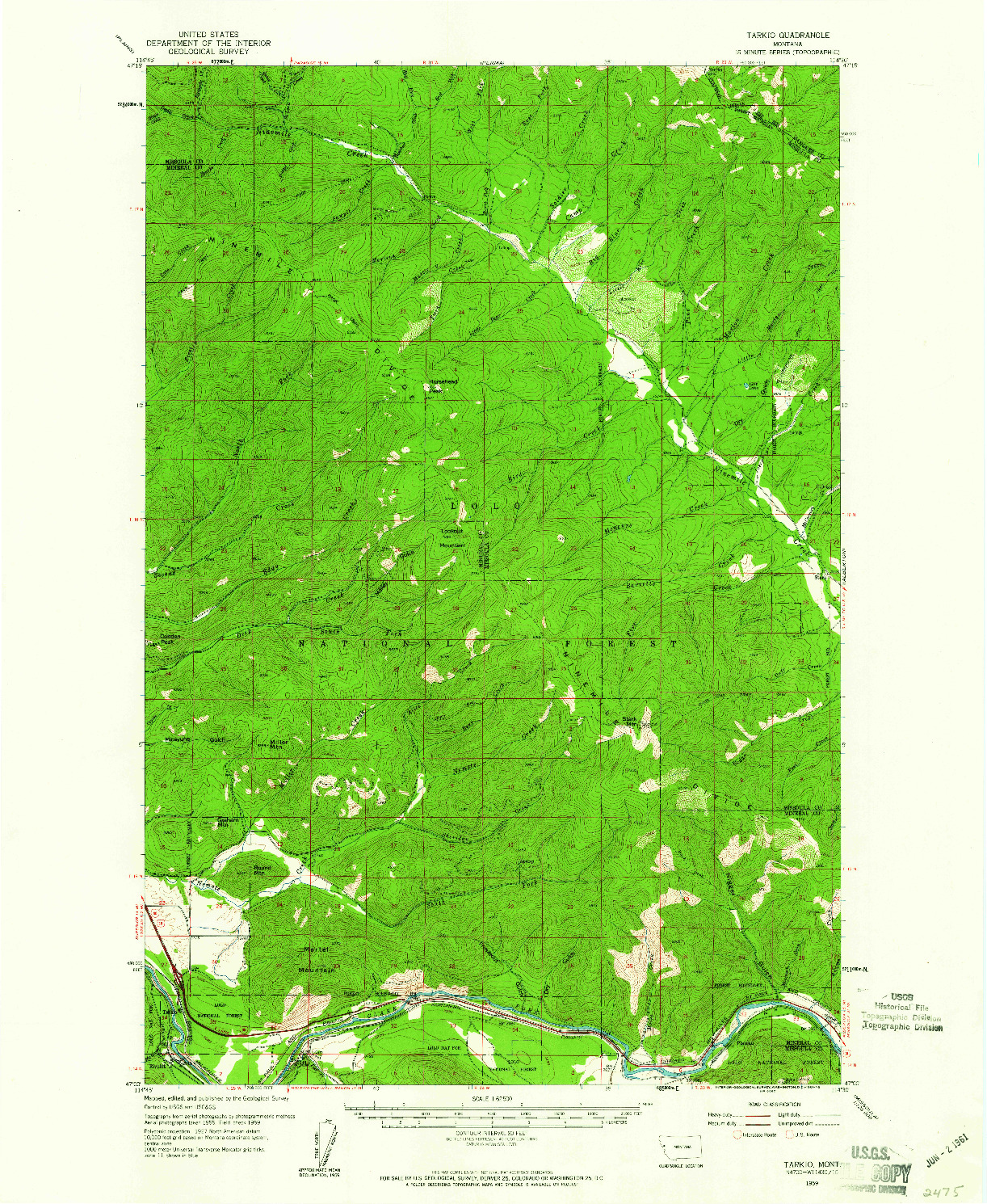 USGS 1:62500-SCALE QUADRANGLE FOR TARKIO, MT 1959