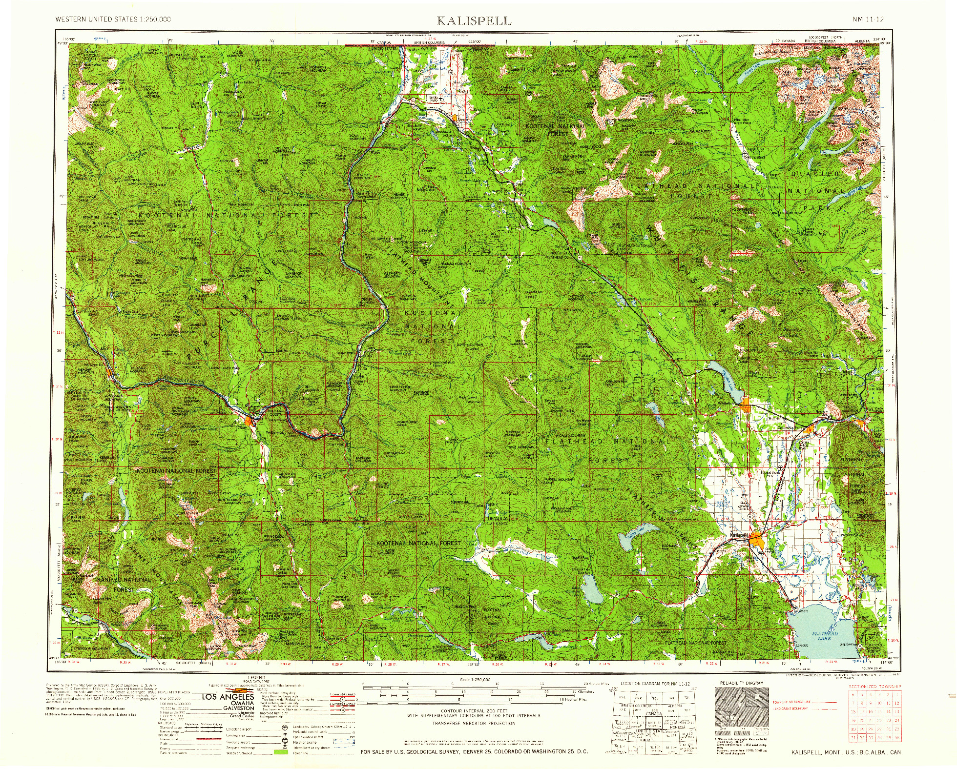 USGS 1:250000-SCALE QUADRANGLE FOR KALISPELL, MT 1961