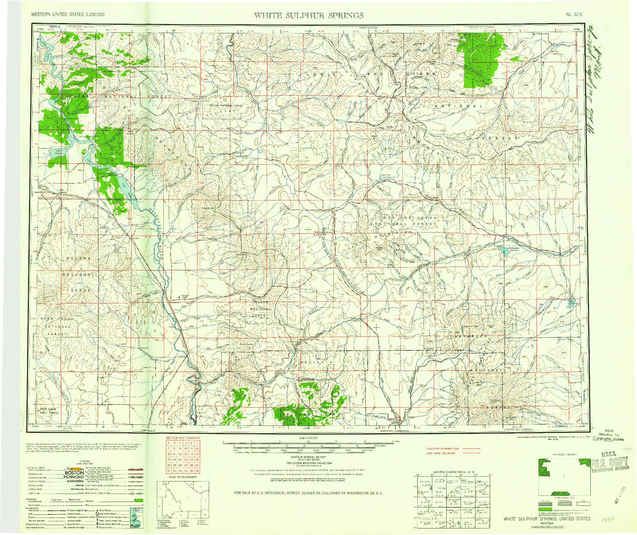 USGS 1:250000-SCALE QUADRANGLE FOR WHITE SULPHUR SPRINGS, MT 1961